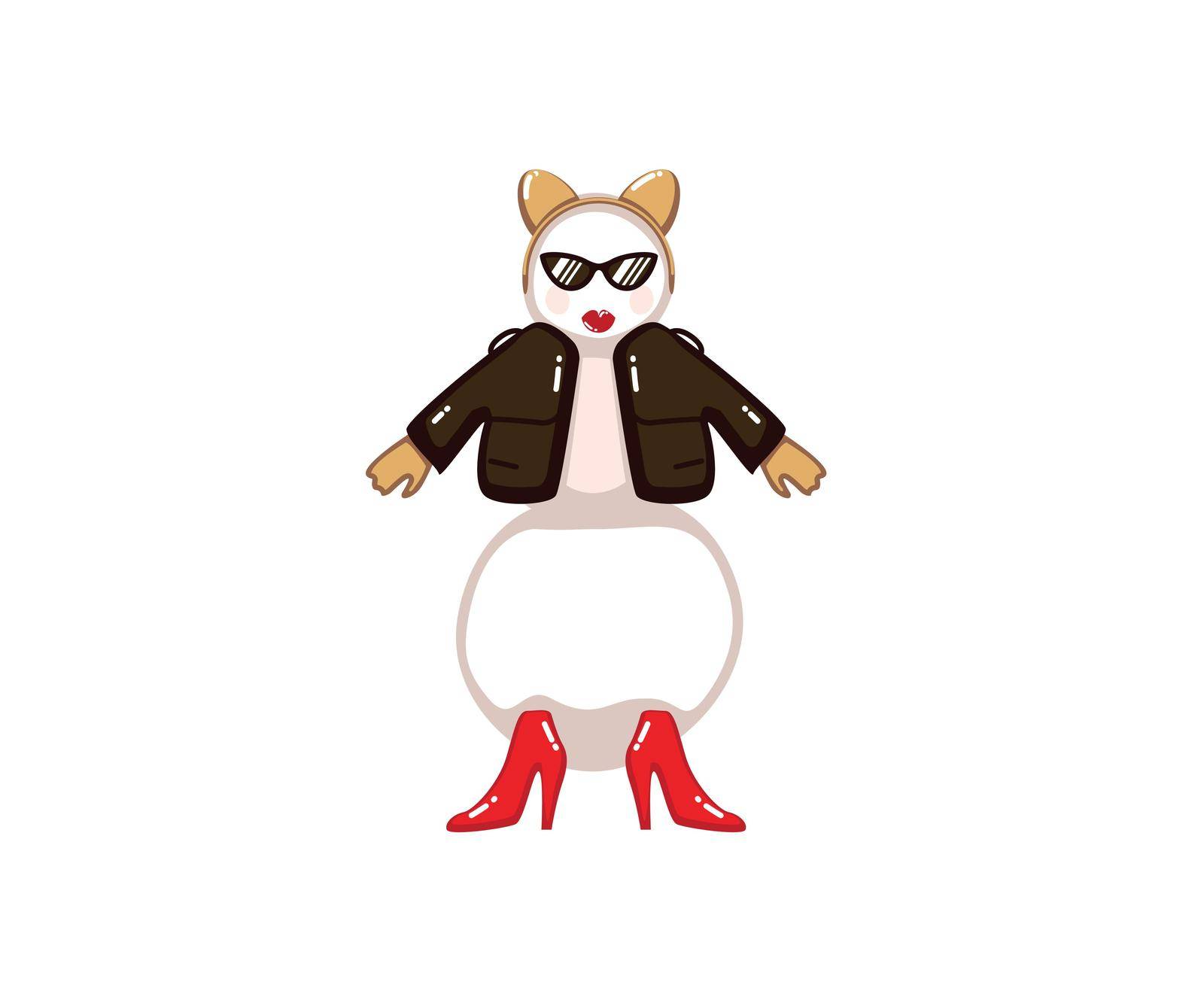 Snowman with shoes, jacket, Cat ears ring and Glasses kitty