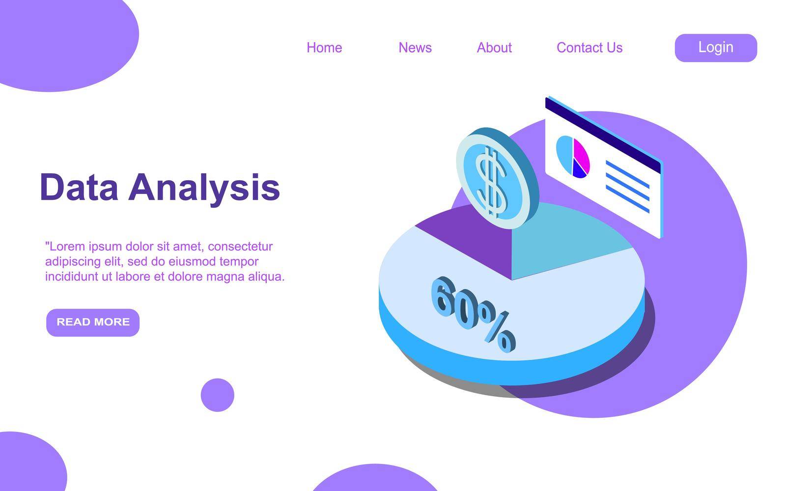Landing page.Concept business strategy. Analysis data and Investment. Business success. Financial review with infographic elements. 3d isometric flat design. Vector illustration. EPS by Alxyzt