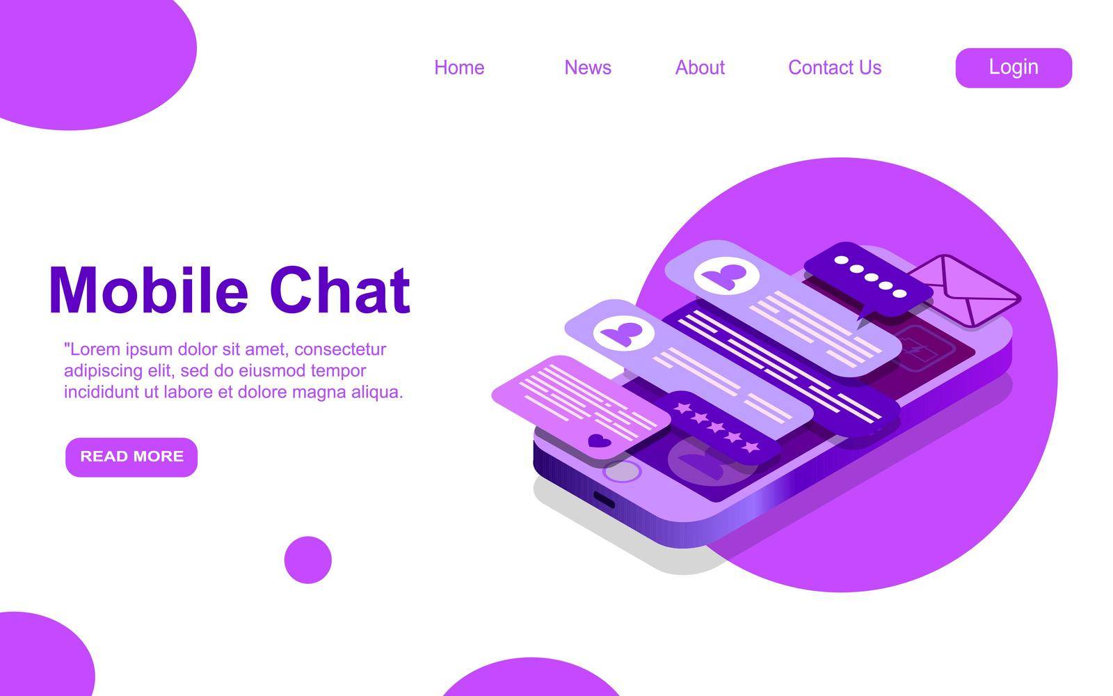 Text message isometric, mobile chat dialog, messenger concept, mobile phone keyboard, chatbot, support online, feedback application vector background EPS by Alxyzt