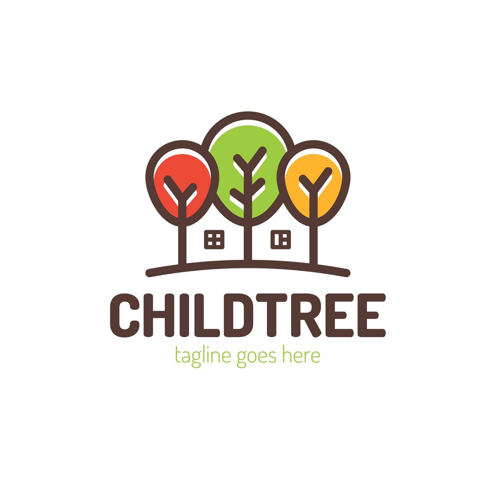 Trees With home in negative space vector Logo Design. Home And Tree Nature Logo Template Design Vector, Emblem, Design Concept, Creative Symbol, Icon