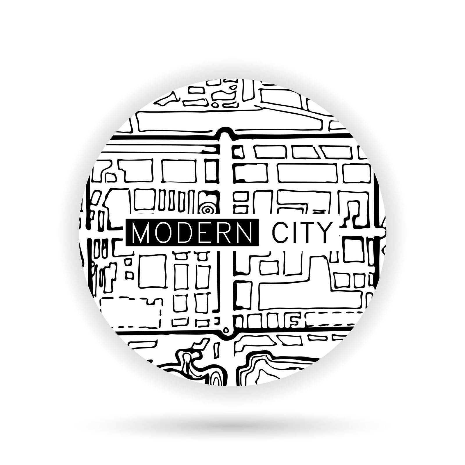 Logo with ink doodle maps, architecture drawing by Valeriya_Dor