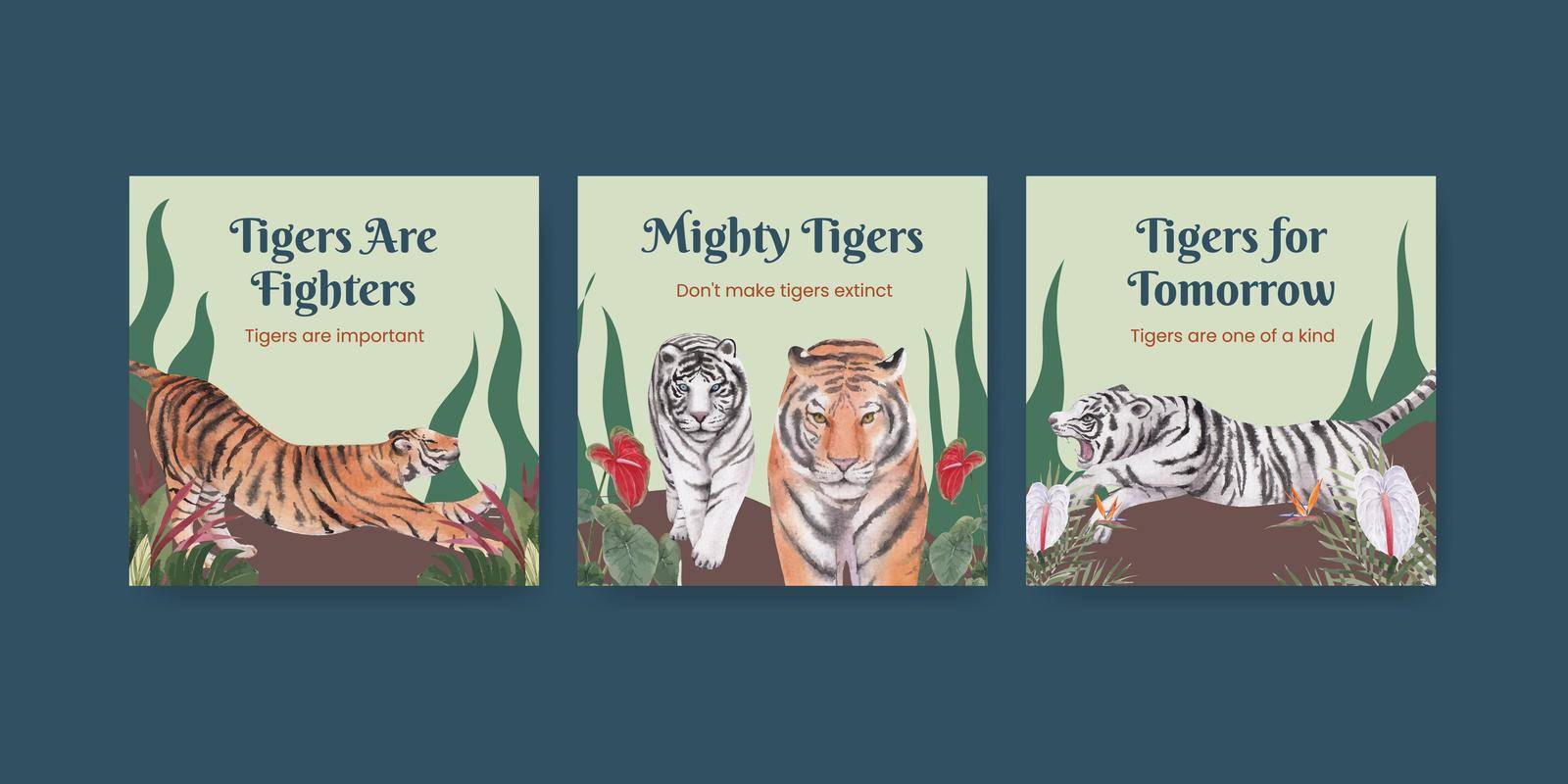 Banner template with international tiger day concept,watercolor style by Photographeeasia