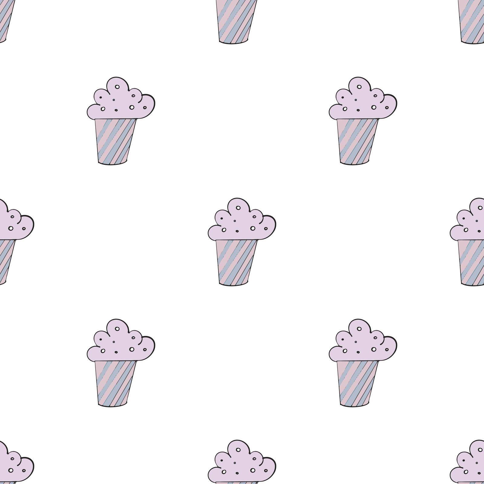 Seamless pattern with cupcake. Festive cupcake in a flat style. Endless background. Good for backgrounds, postcards and wraps designs. Vector. by Javvani