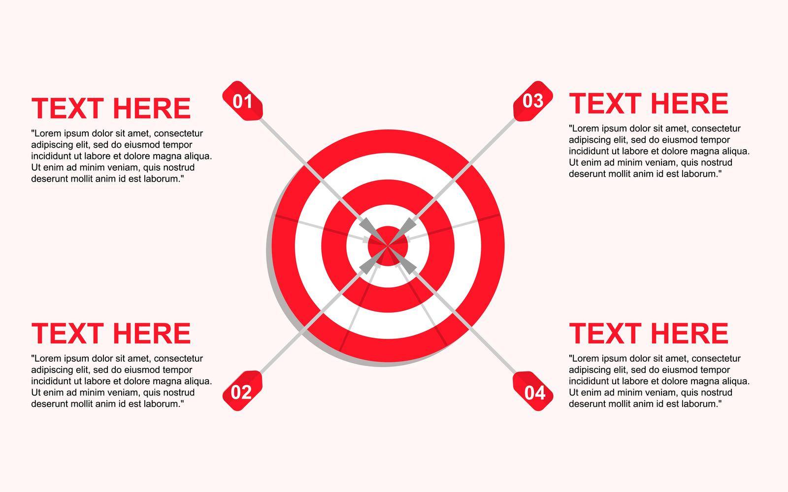Target with four arrows with numbers and text, infographic template, vector eps10 illustration by Alxyzt