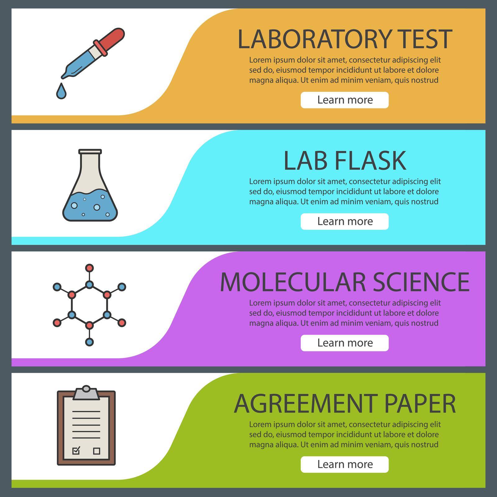 Science laboratory banner templates set by bsd
