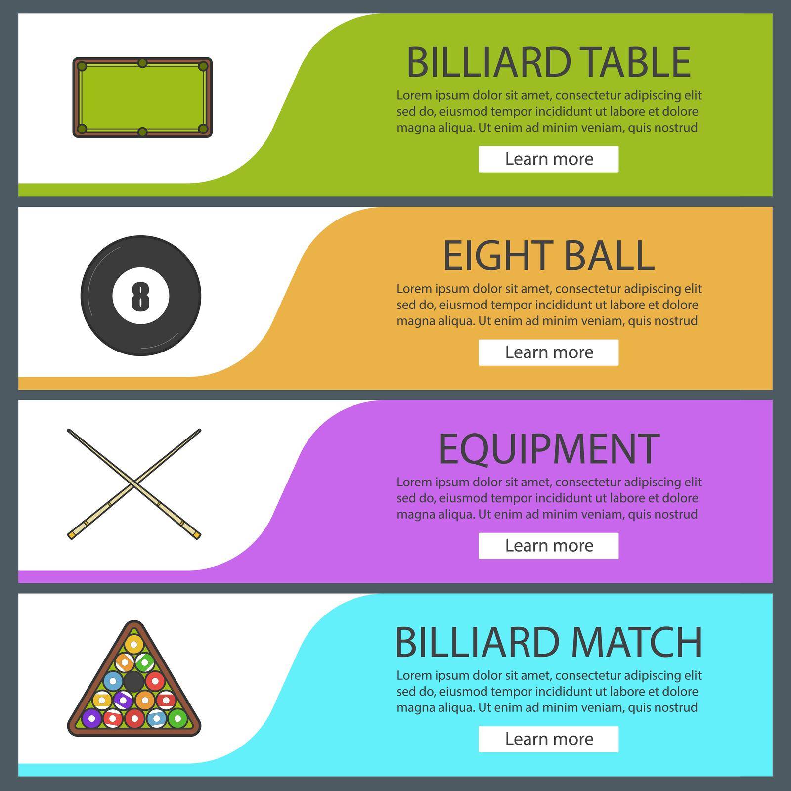 Billiard banner templates set by bsd