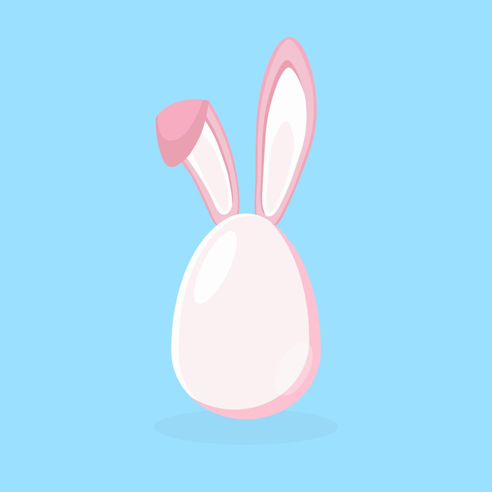 Easter egg with cute bunny ears - traditional symbol of holiday. Simple eggs hunt design. Vector illustration for poster, card or banner.