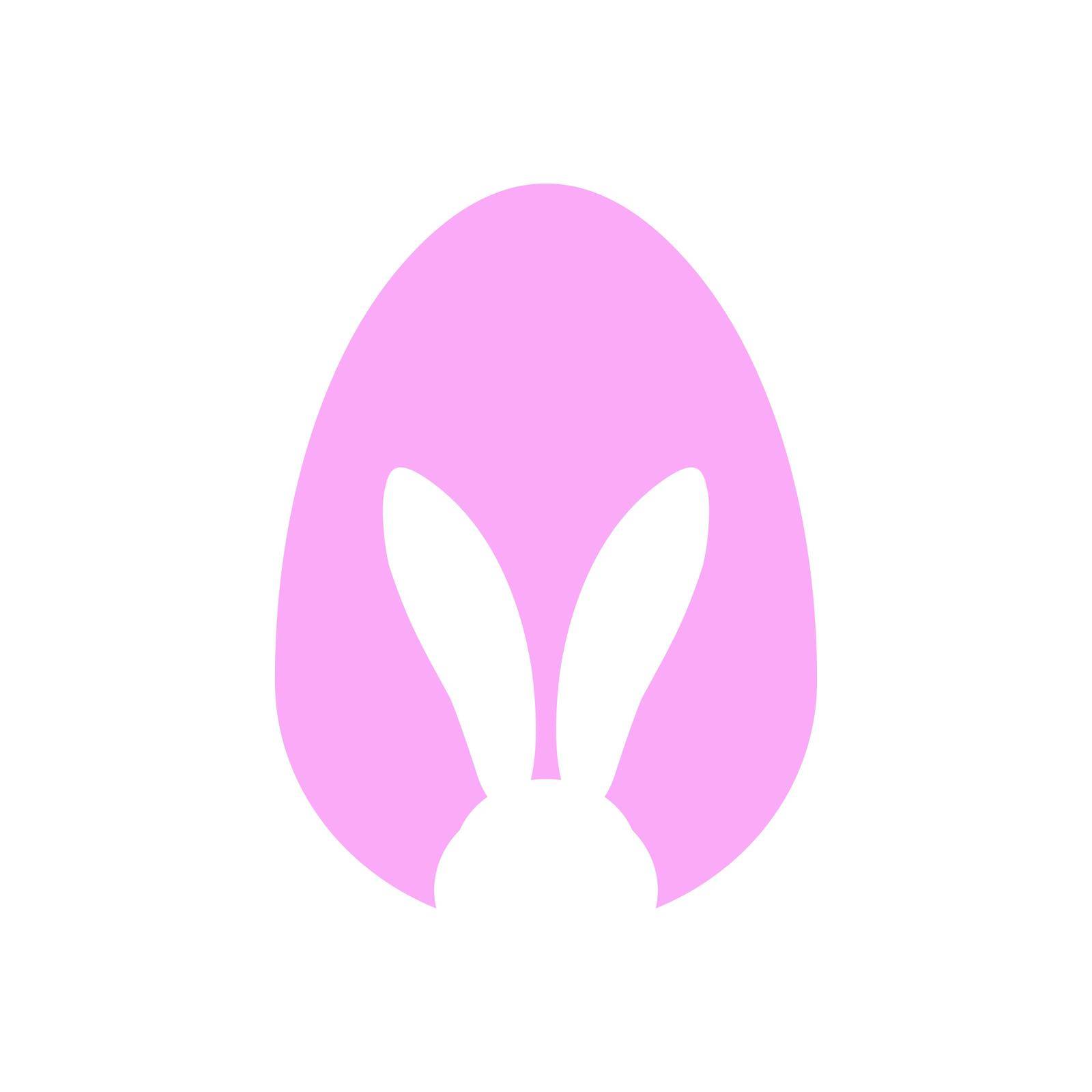 Easter egg shape with bunny ears silhouette on white background - traditional symbol of holiday. Simple eggs hunt - vector illustration. Minimalistic design for card, banner or poster.