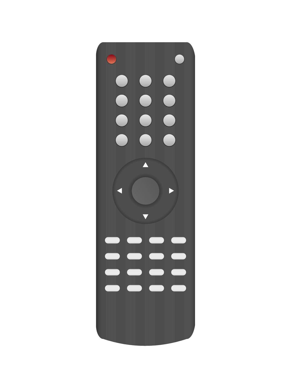 Black TV remote control 3d. Realistic remote control vector. Isolated on white background. by Javvani