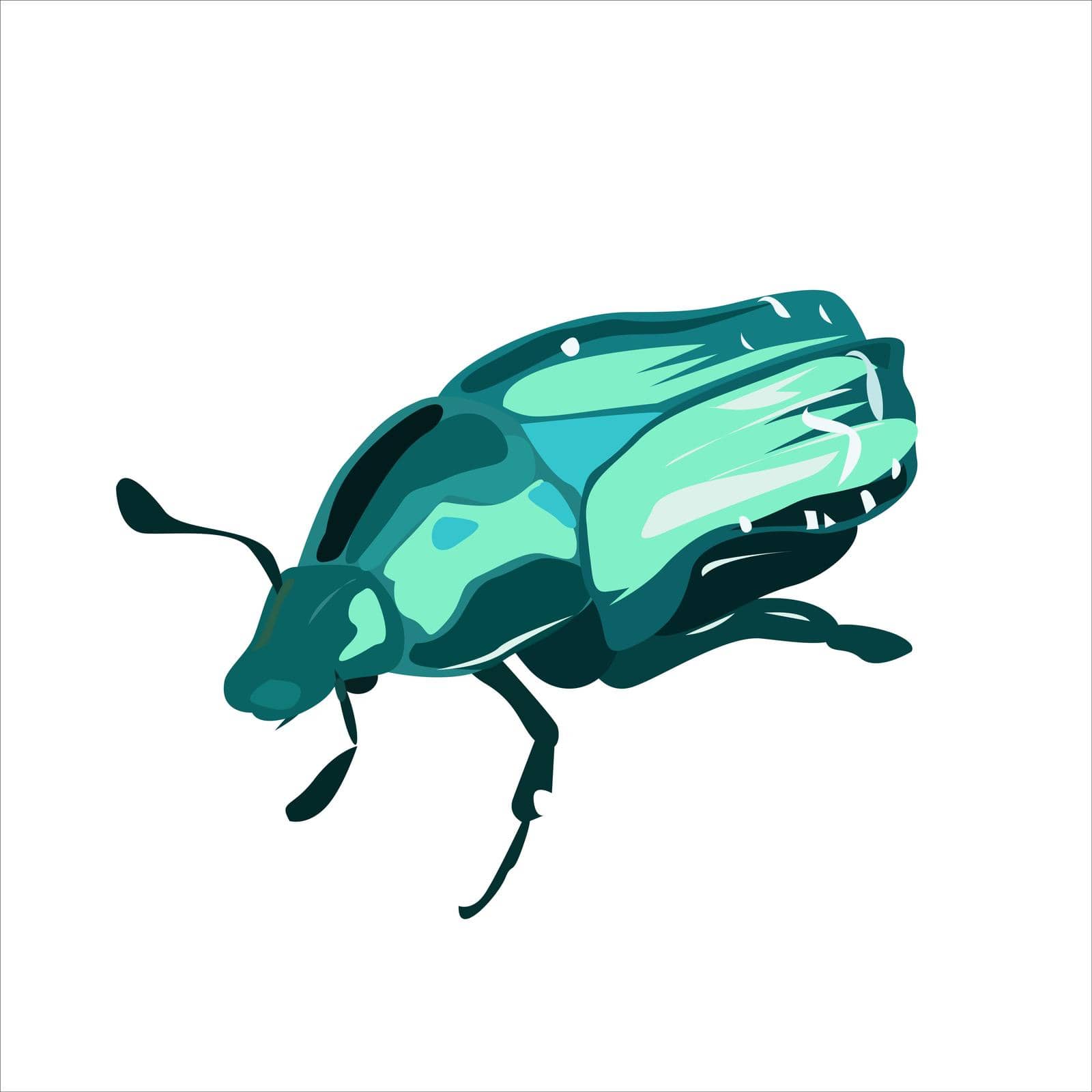 May bug shimmering on a white background in a realistic style