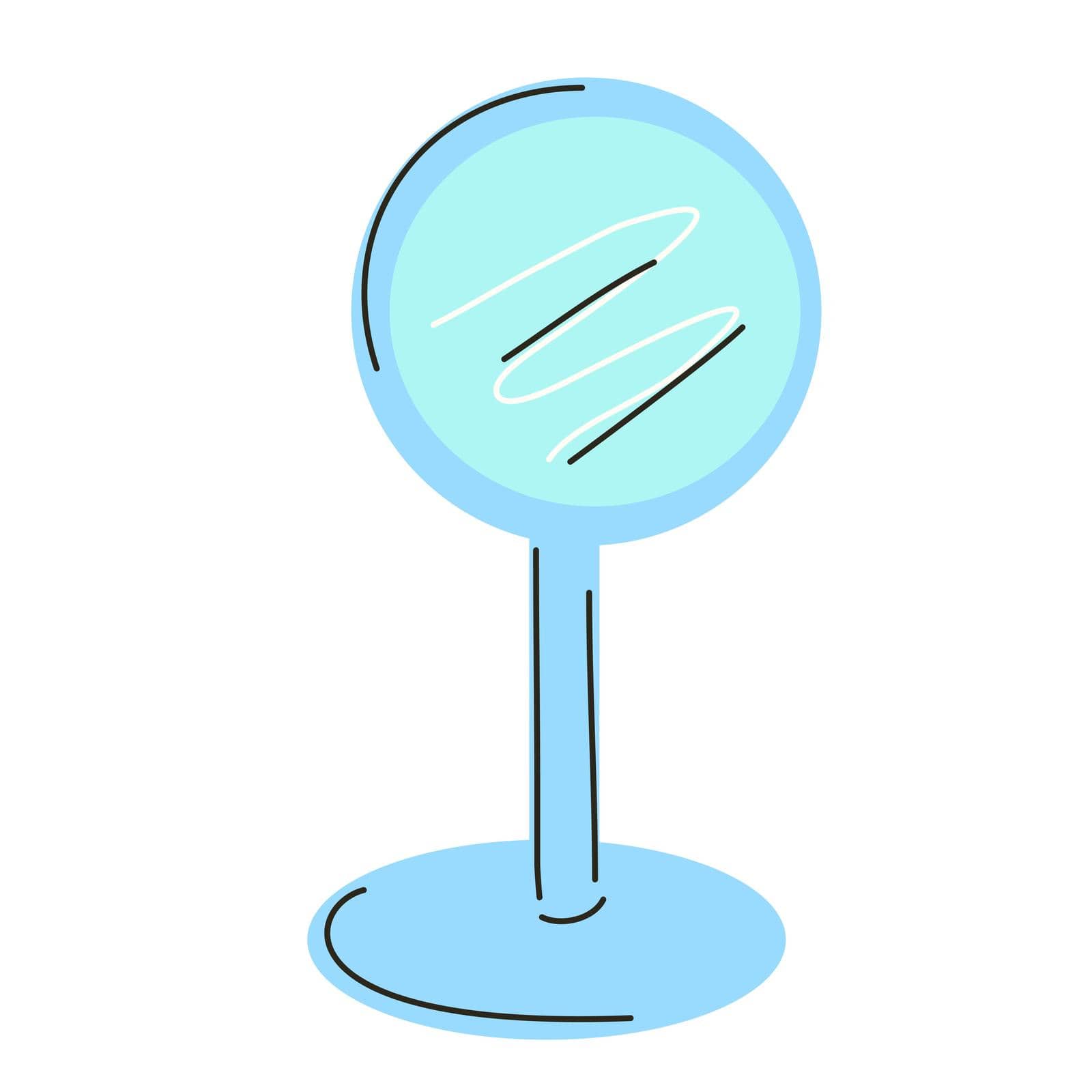 Table mirror on a white background. Isolated element in doodle style.