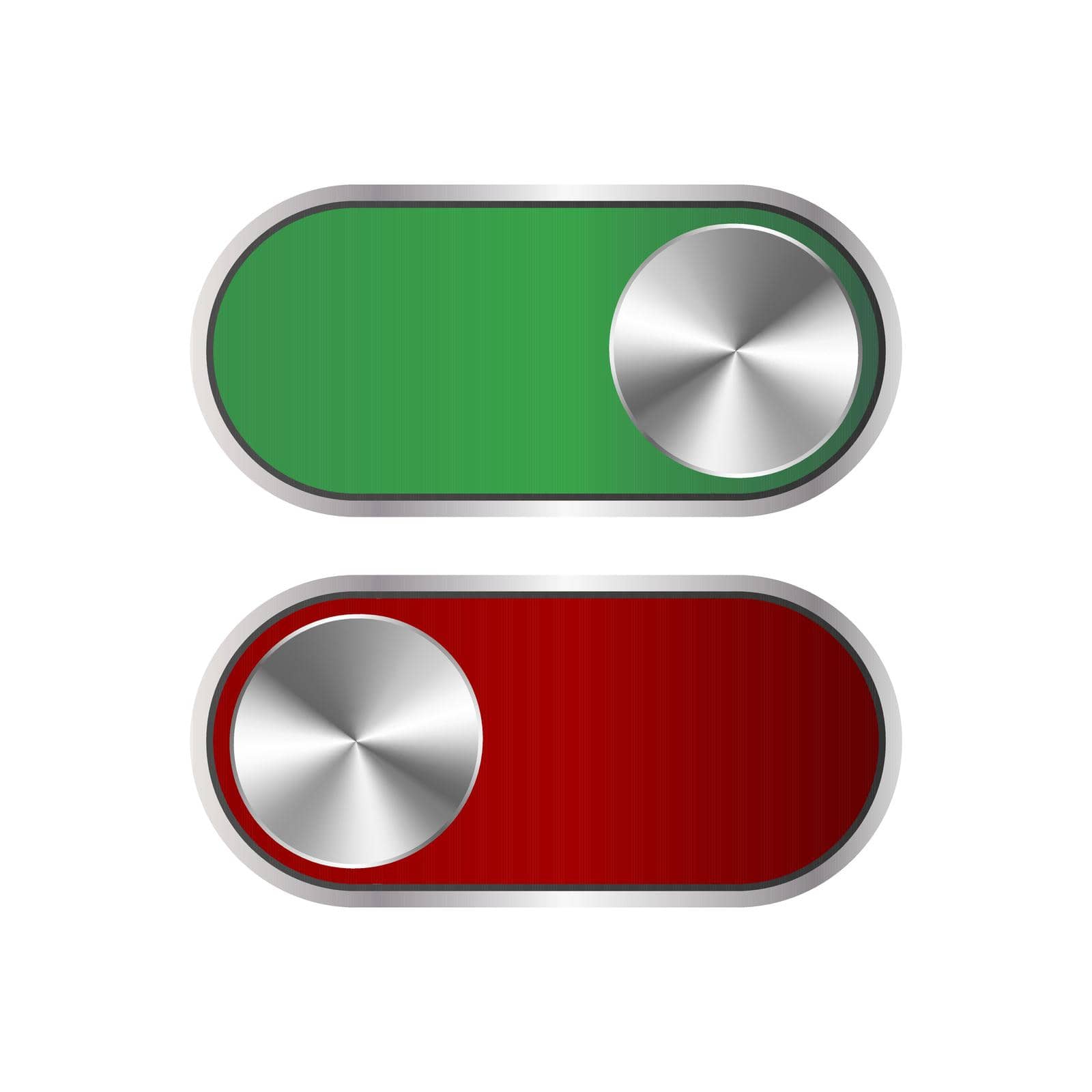 Set of colorful toggle switch icons. Switch buttons. On and Off position. Vector user interface set including switches. by Javvani