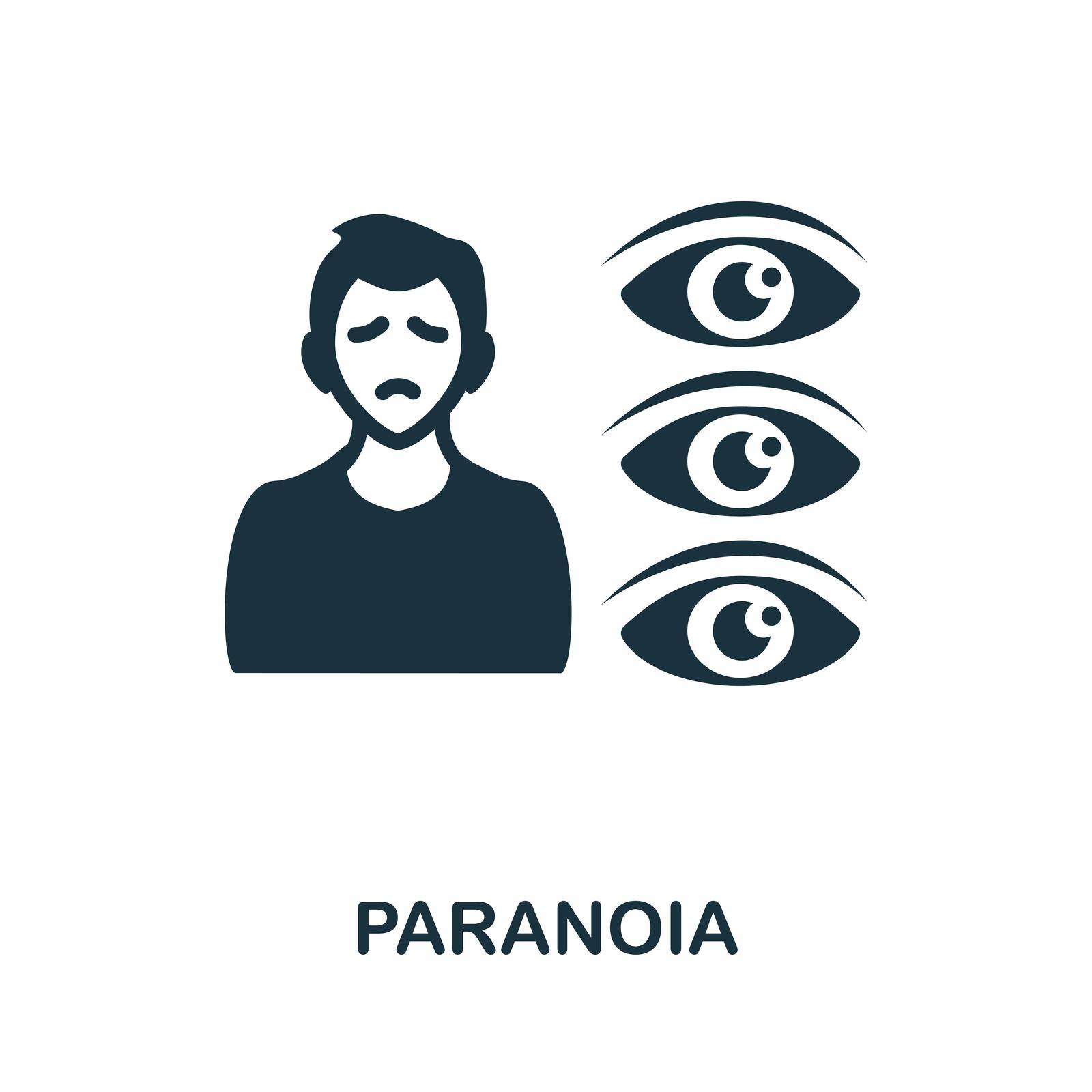 Paranoia icon. Black sign from psychotherapy collection. Creative Paranoia icon for web design, templates and infographics.