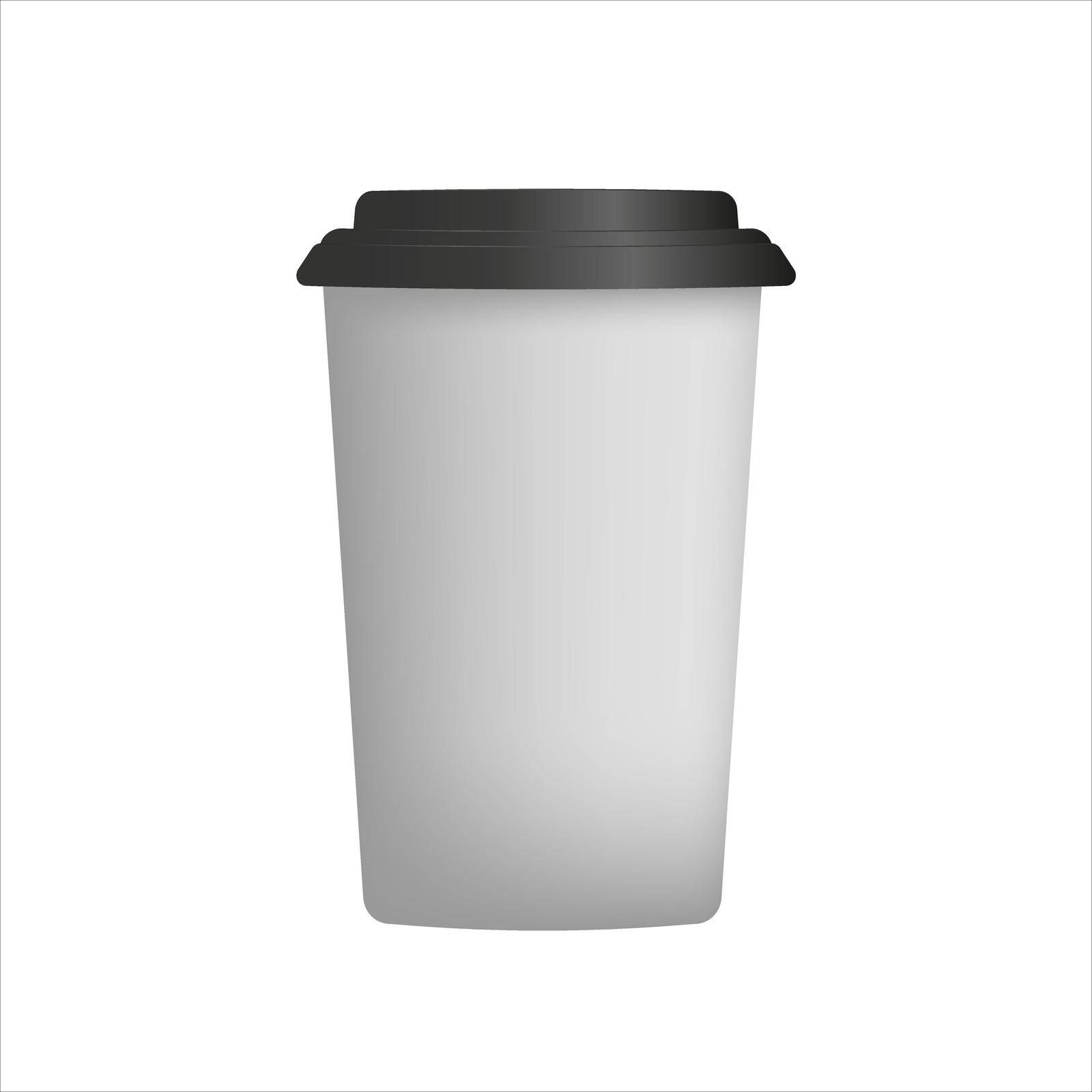 White plastic cup for coffee in 3d. Paper coffee cup vector. Isolated. by Javvani