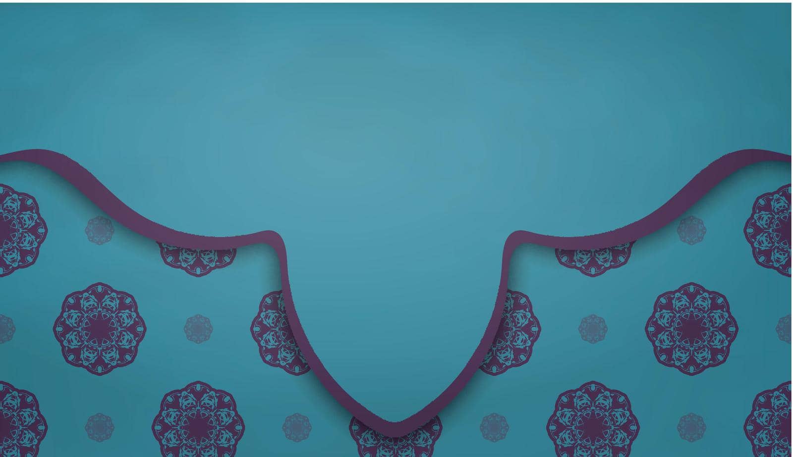 Baner of turquoise color with Greek purple ornament for design under your logo by Javvani