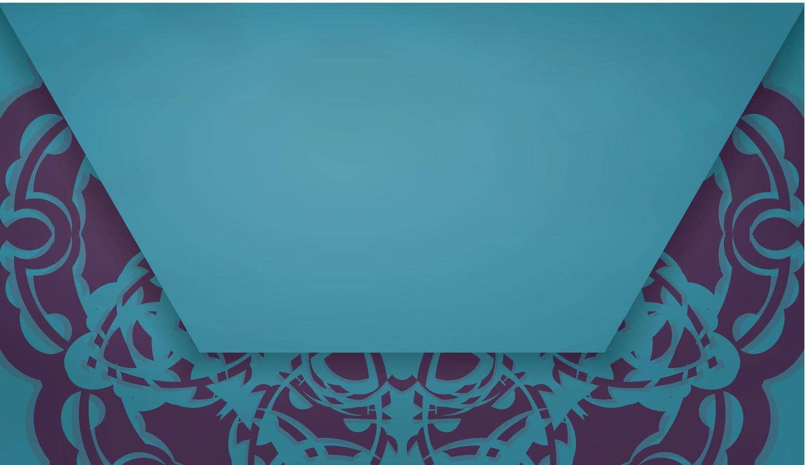 Baner of turquoise color with indian purple ornament for design under your text