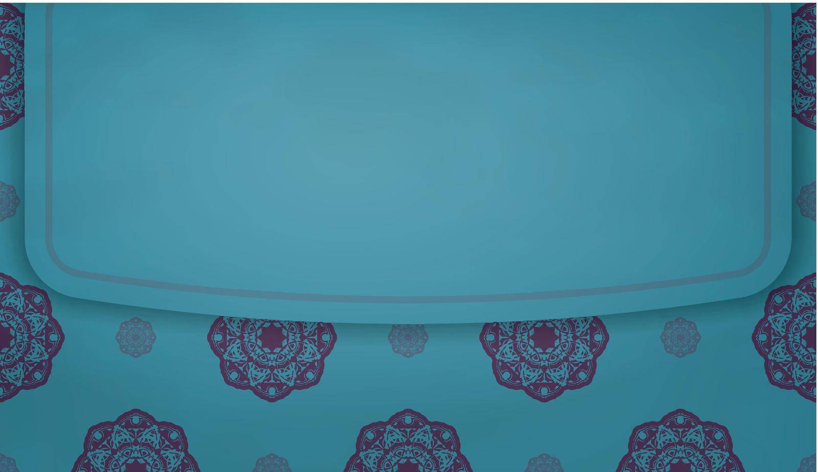 Baner of turquoise color with abstract purple pattern for design under logo or text