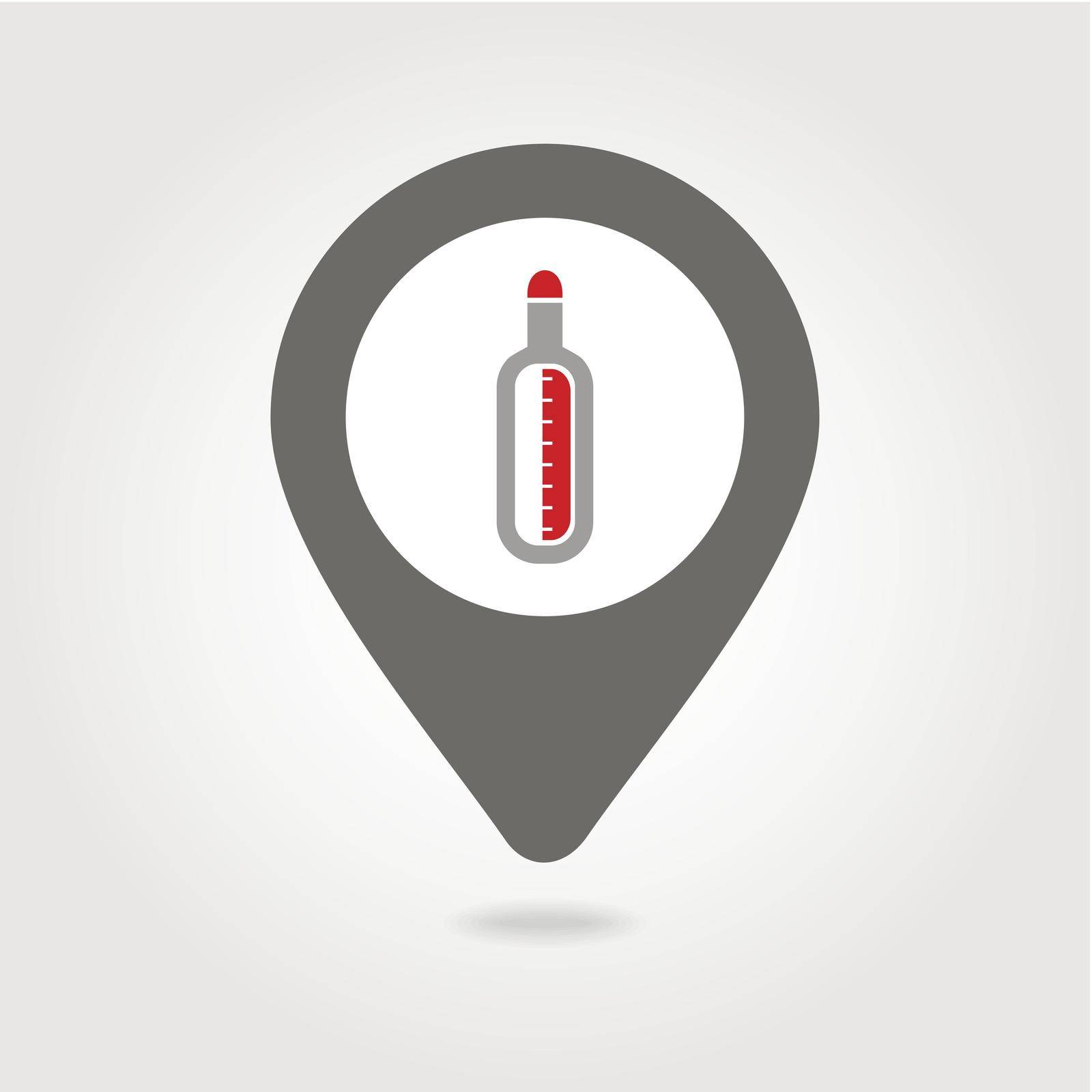 Thermometer medical map pin icon, map pointer, vector illustration eps 10