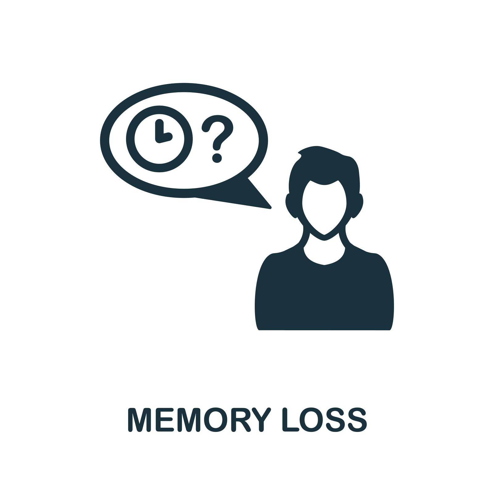 Memory Loss icon. Monochrome sign from psychotherapy collection. Creative Memory Loss icon illustration for web design, infographics and more by simakovavector