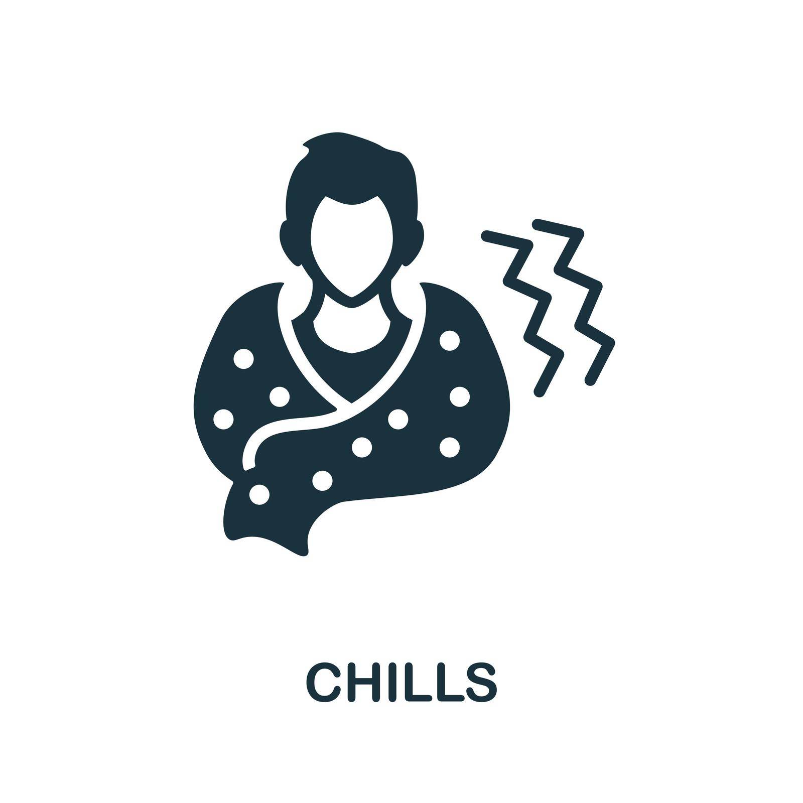 Chills icon. Black sign from hospital regime collection. Creative Chills icon for web design, templates and infographics.