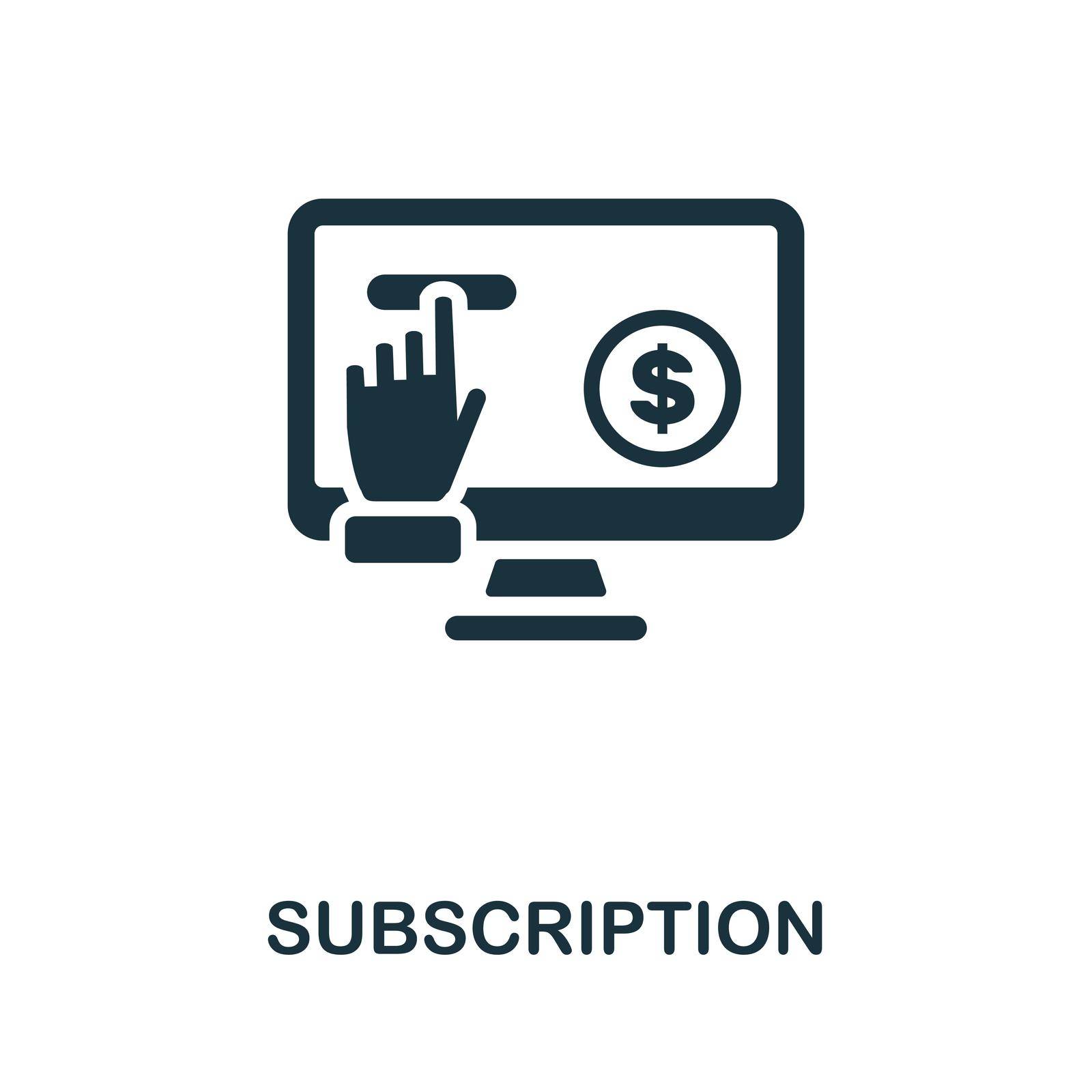 Subscription icon. Black sign from social media marketing collection. Creative Subscription icon for web design, templates and infographics.