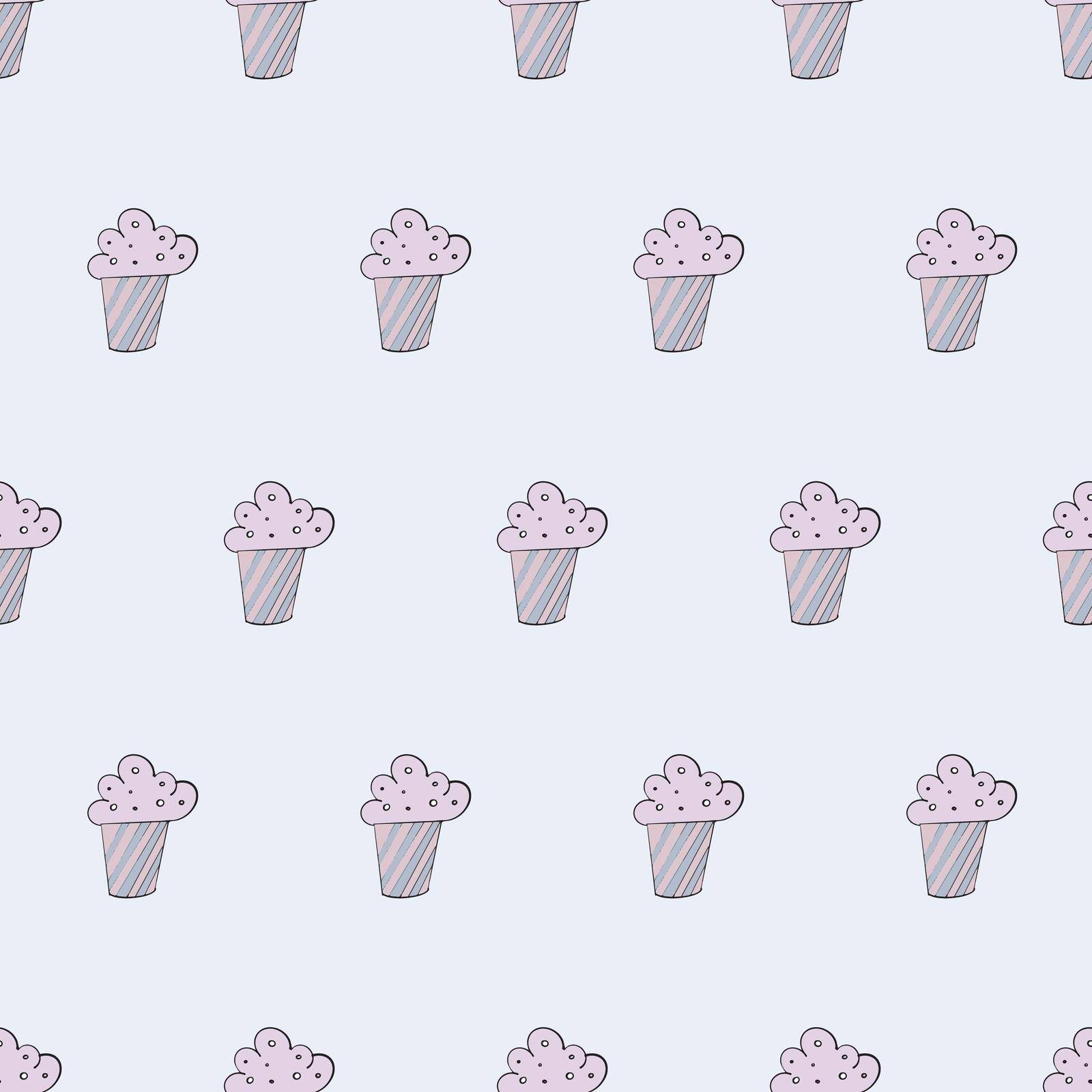 Seamless pattern with cupcake. Festive cupcake in a flat style. Endless background. Good for backgrounds, postcards and wraps designs. Vector. by Javvani