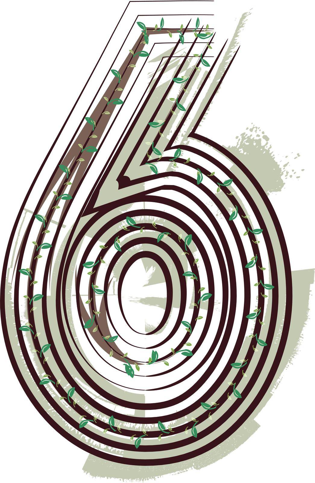 Number 6 Eco Logo Icon Design - Vector Illustration