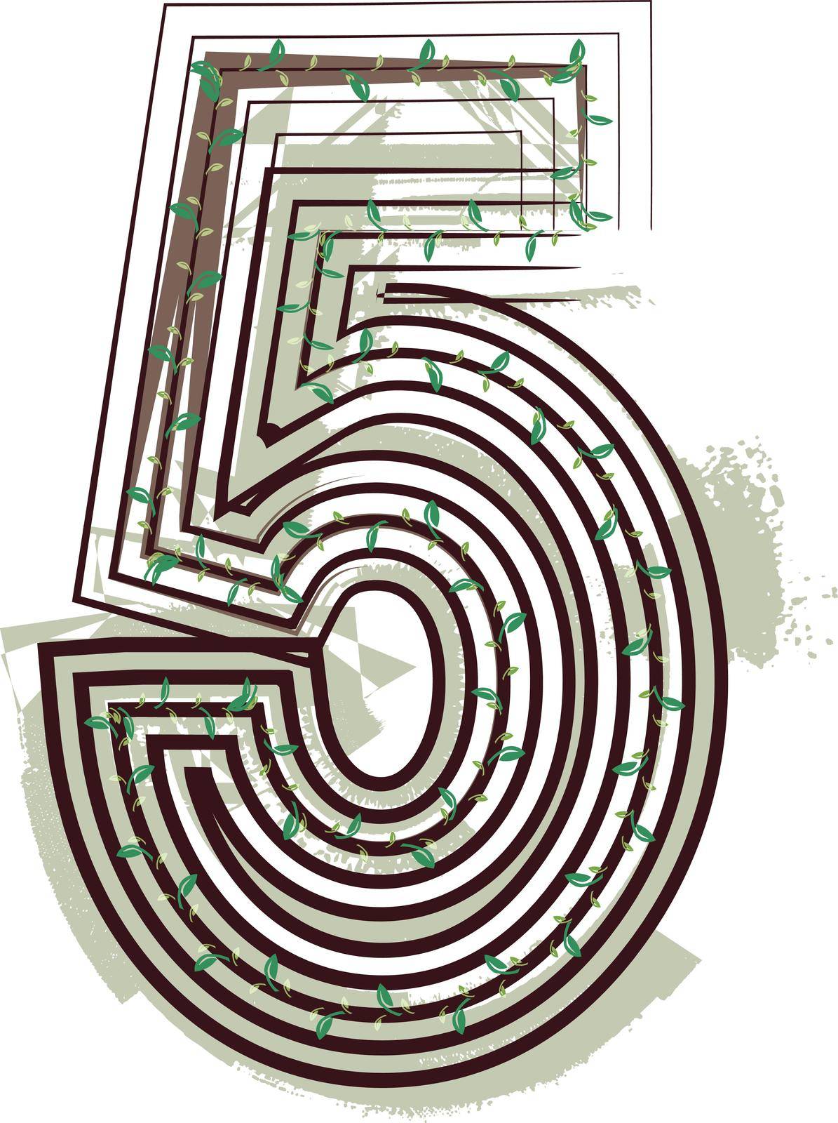 Number 5 Eco Logo Icon Design by aroas