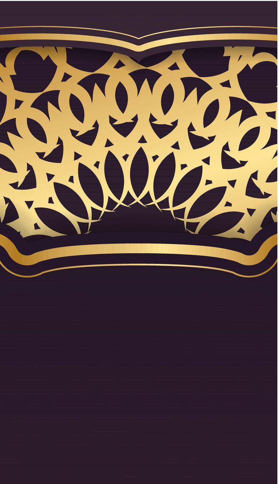 Burgundy background with abstract gold ornament for design under your logo