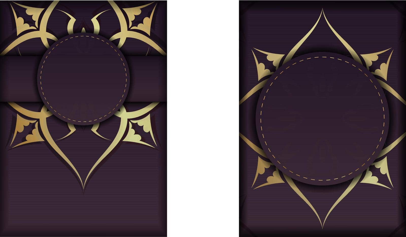 Template Flyer burgundy color with an abstract gold pattern for your design.