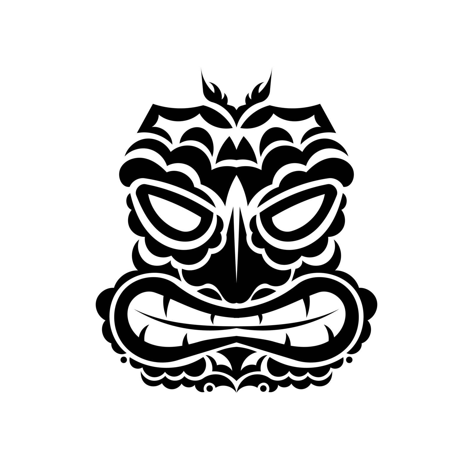 Samoan style mask. Polynesian style tattoo or print. Vector by Javvani