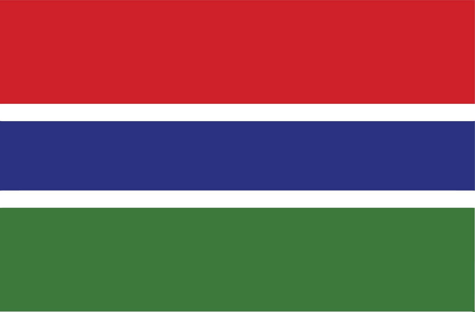 The flag of the African country of Gambia