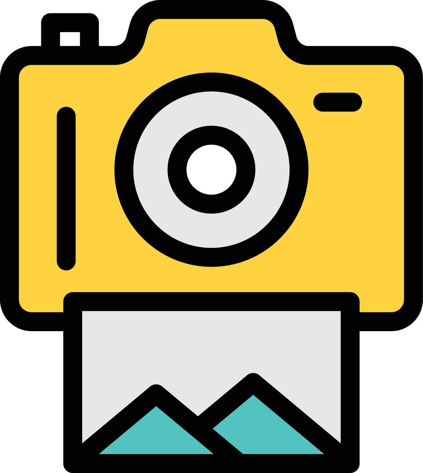 camera vector colour line icon
