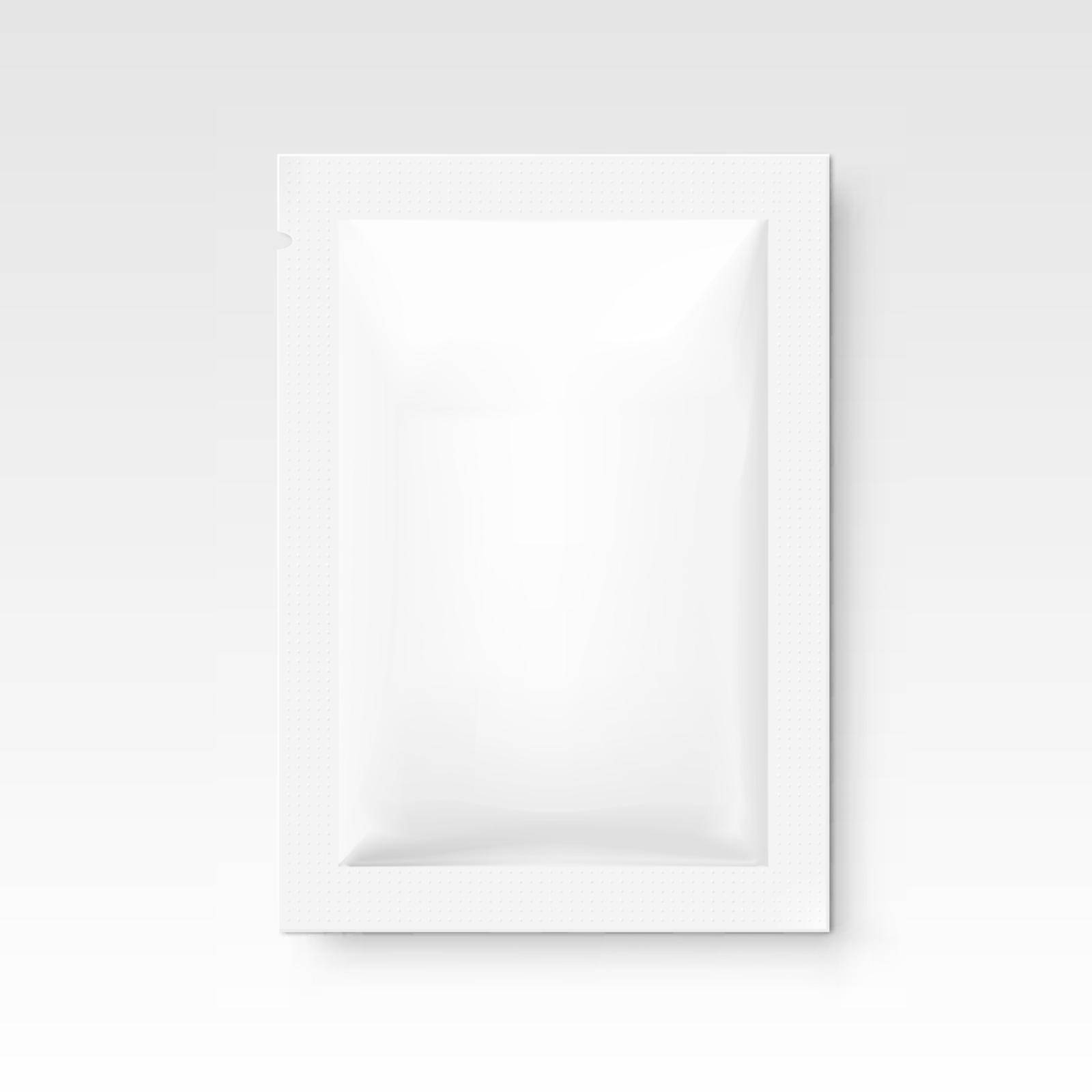 White Blank Clear Sachet On White by VectorThings