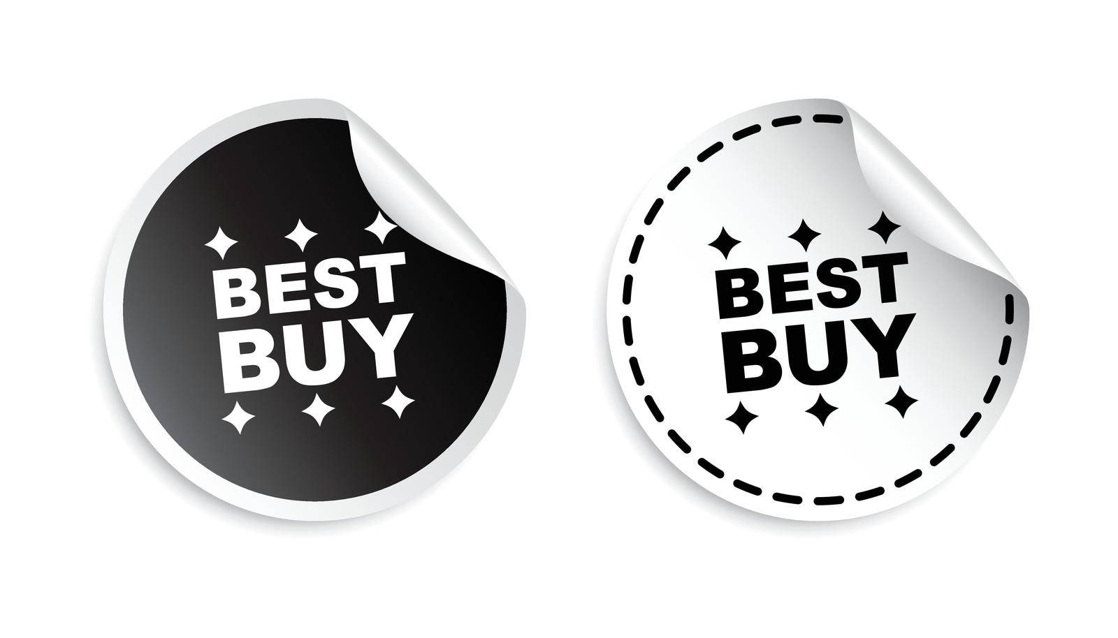 Best buy sticker. Black and white vector illustration.