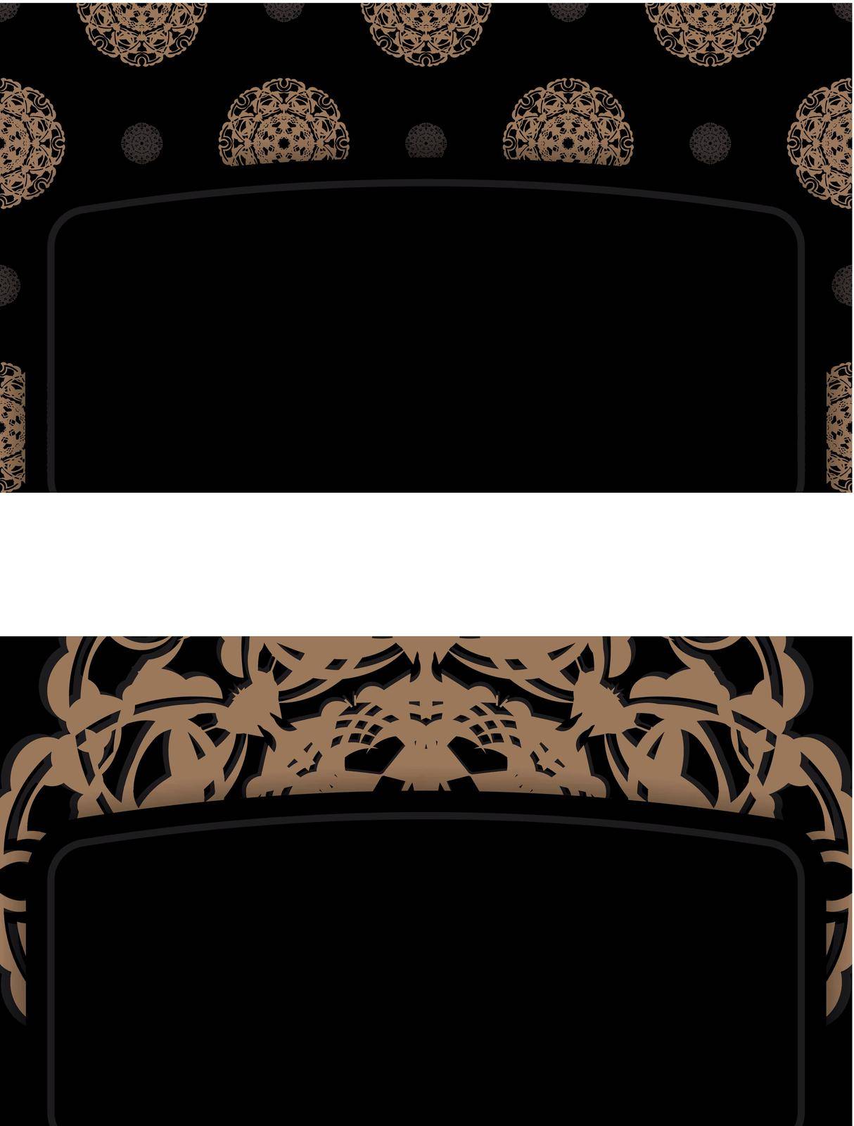 Black business card with luxurious brown ornaments for your personality.