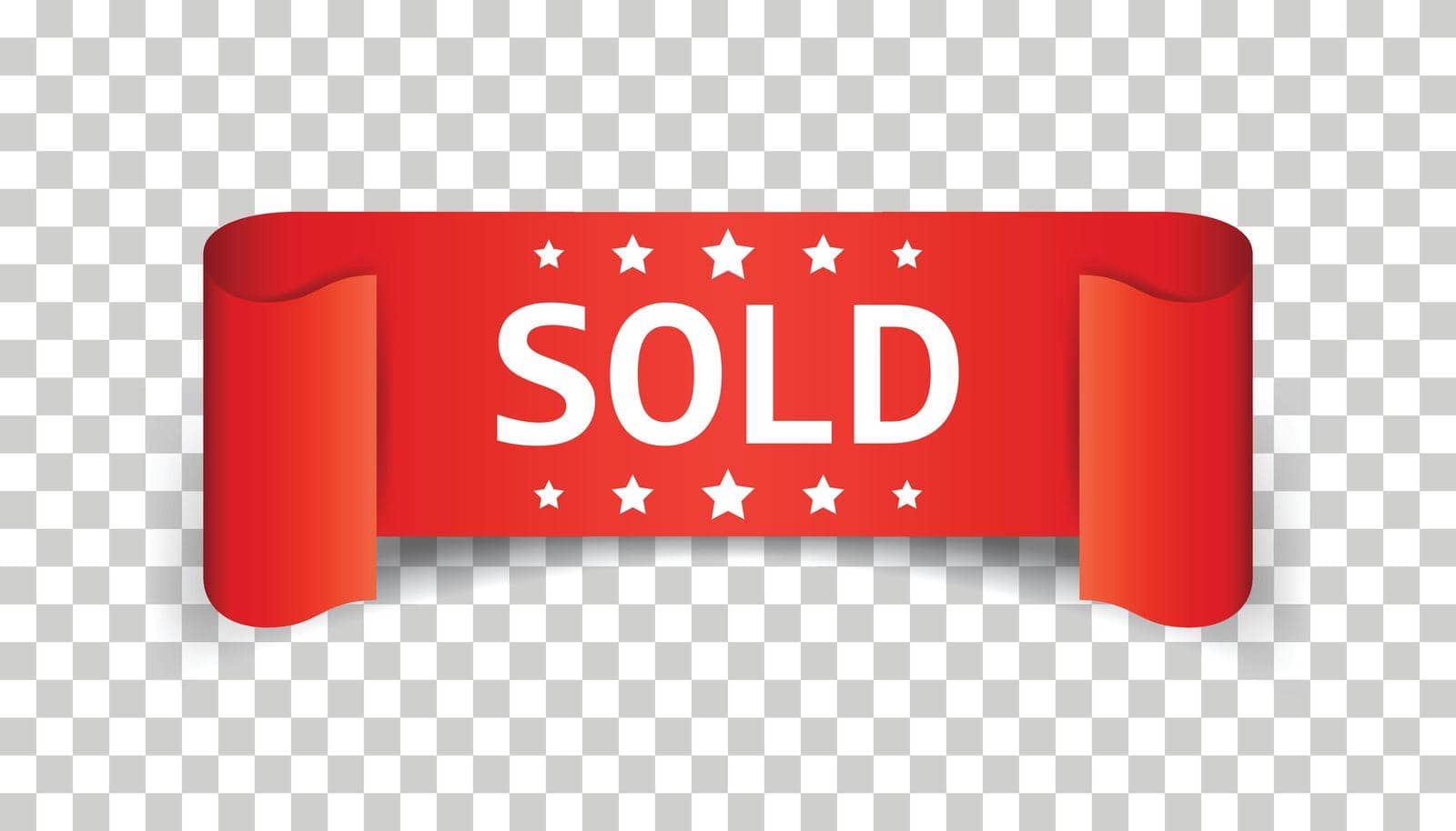 Sold ribbon vector icon. Discount, sale sticker label on isolated background.