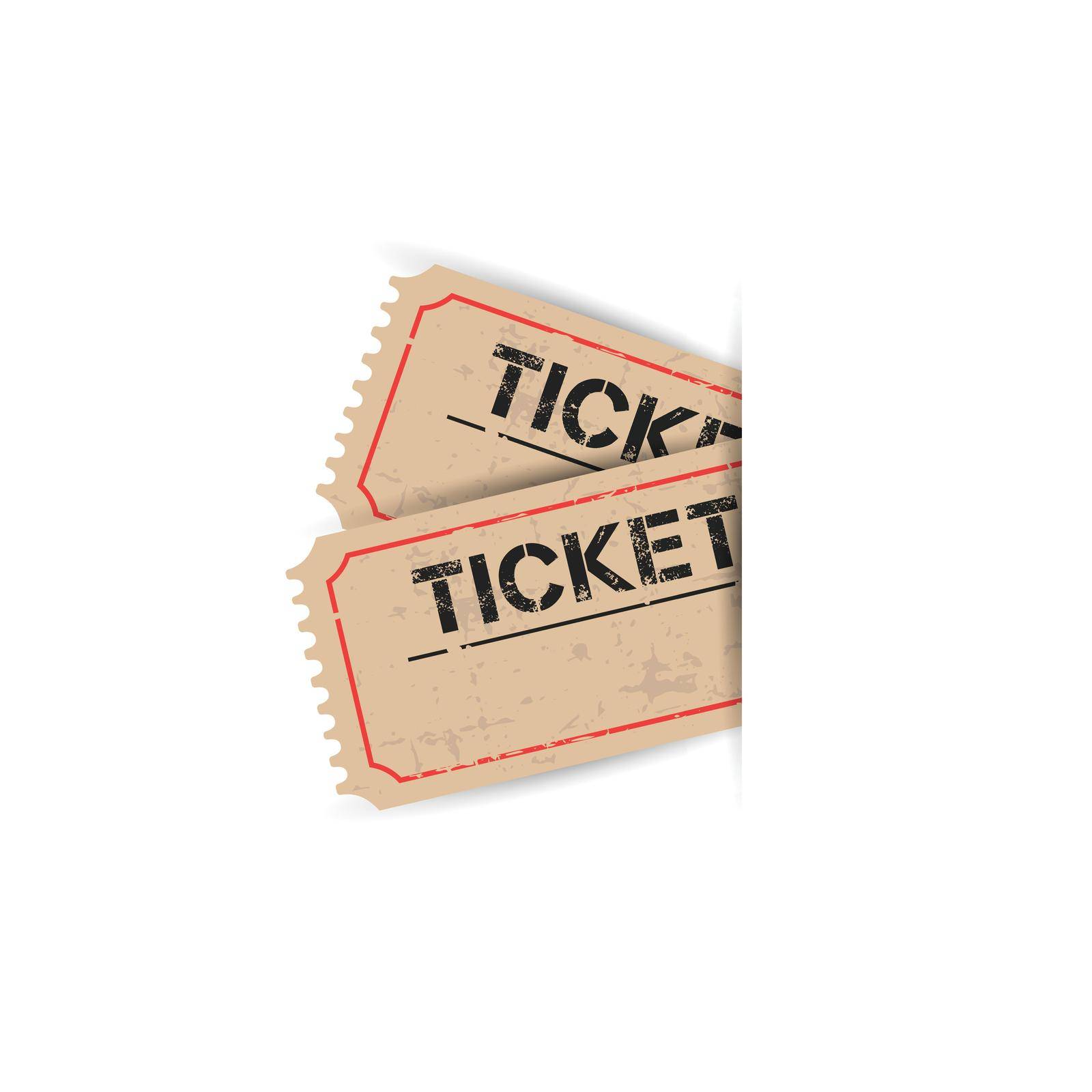 Old ticket with grunge effect. Flat vector illustration on white background. by LysenkoA