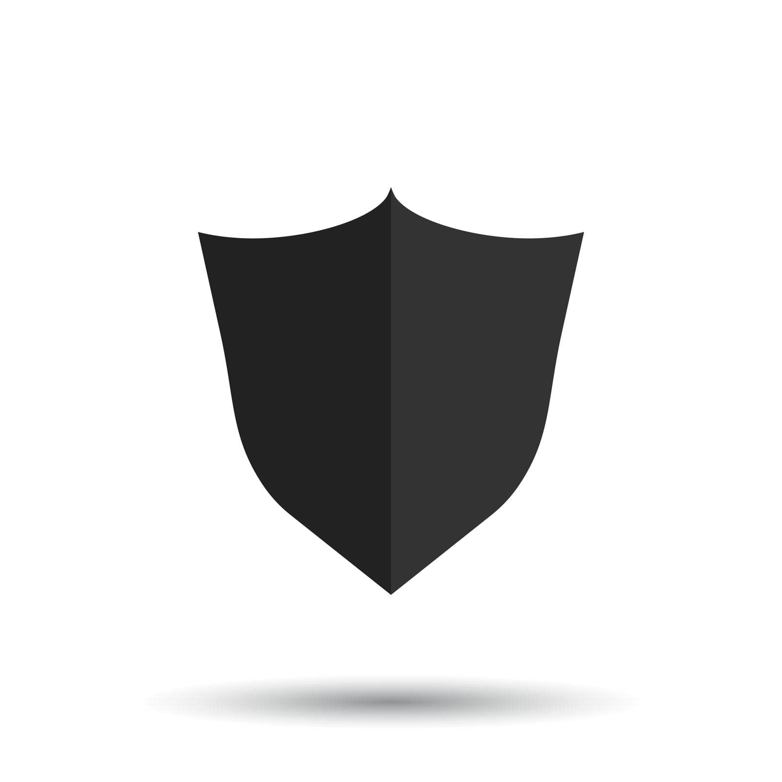 Shield protection icon. Vector illustration in flat style with shadow on white background. by LysenkoA