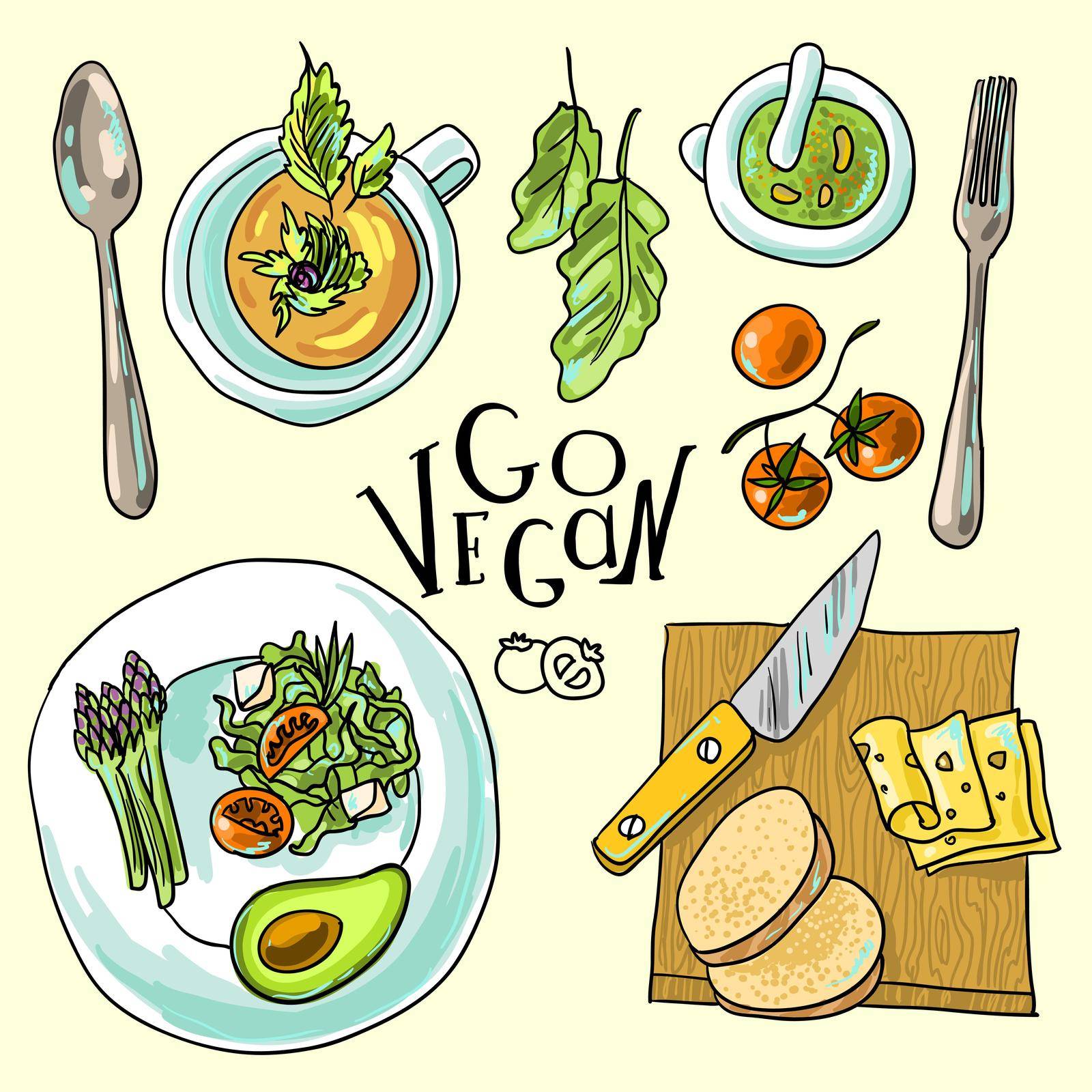 vegetarian food illustration