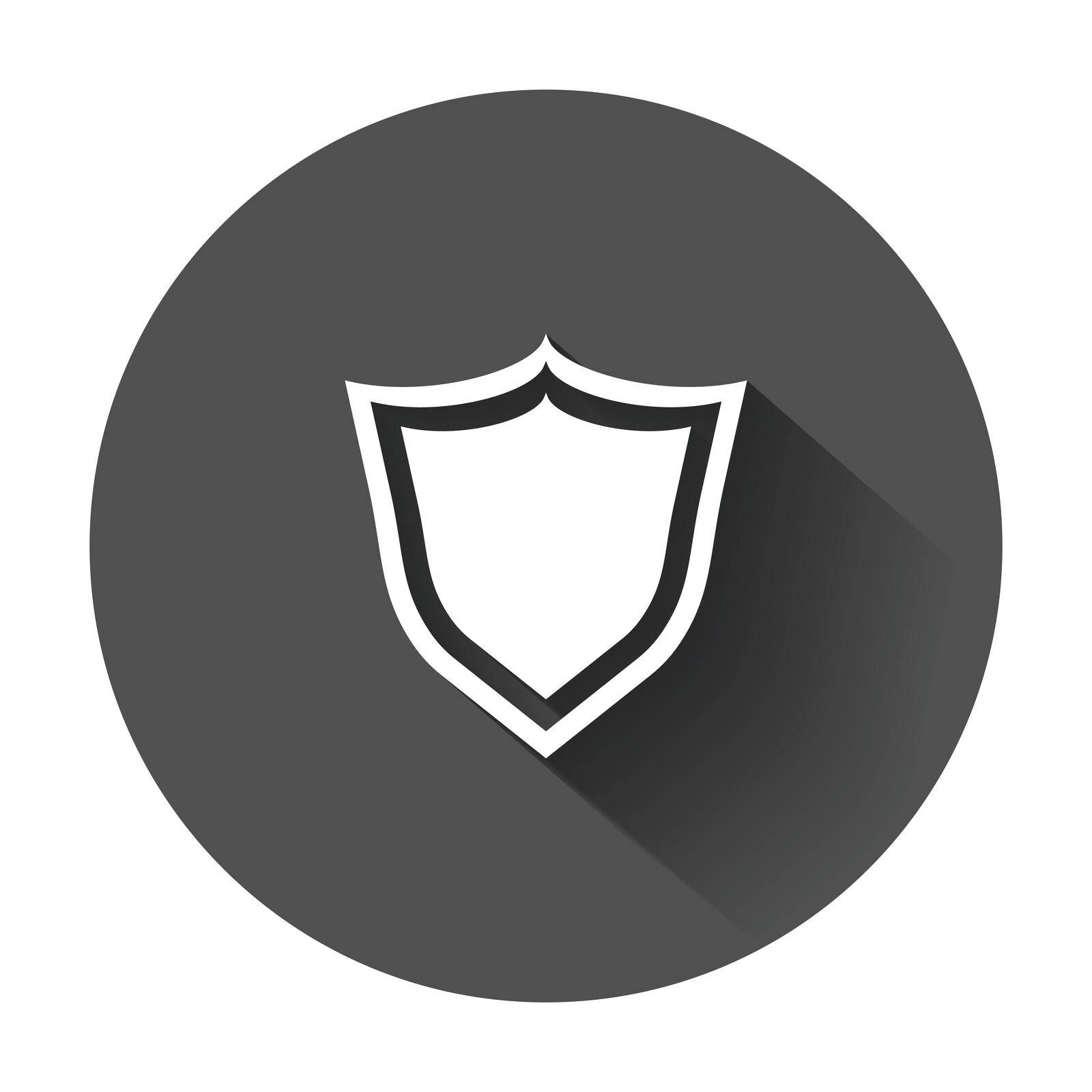 Shield protection icon. Vector illustration in flat style with long shadow.