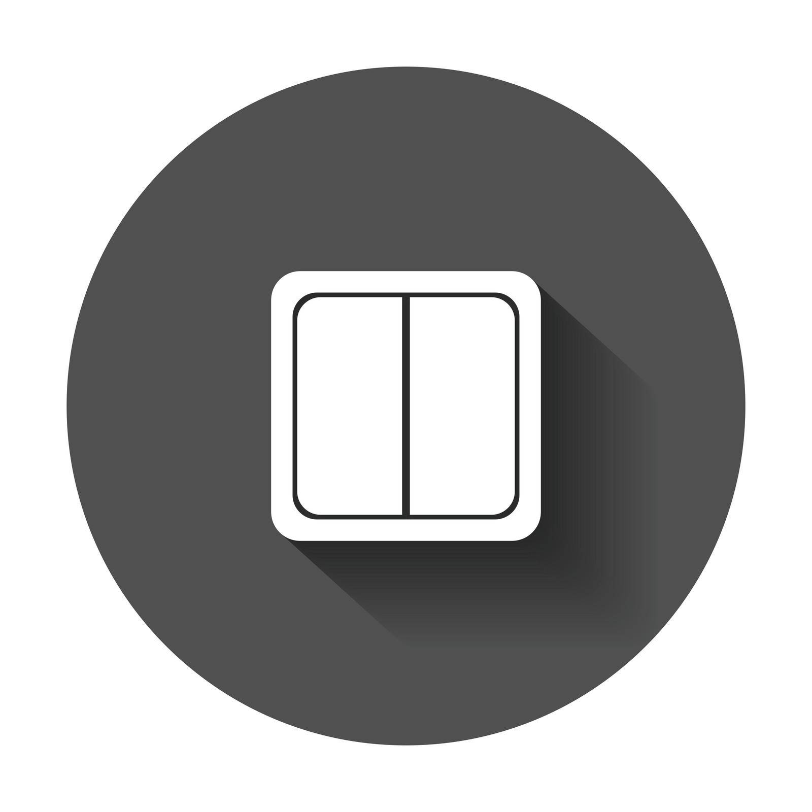 Electric light switch icon. Electric switch flat vector illustration with long shadow.