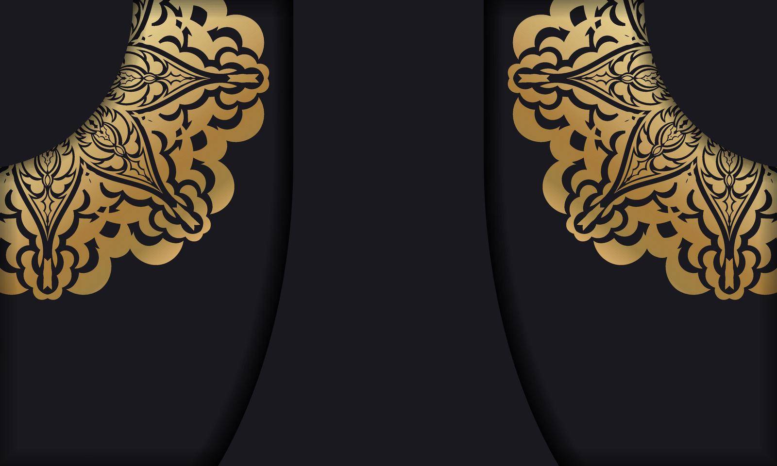 Black banner with luxurious gold pattern and text space