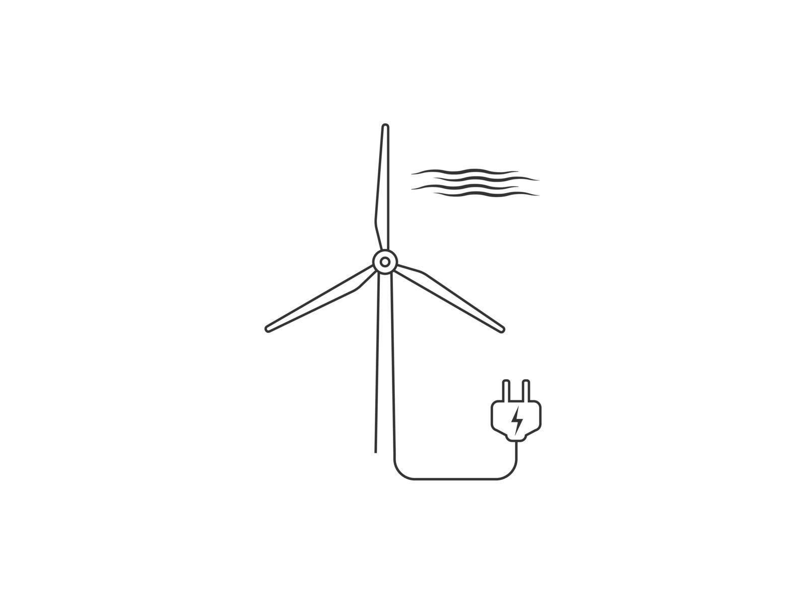Wind energy, wind turbine icon. Vector illustration, flat design. by Vertyb