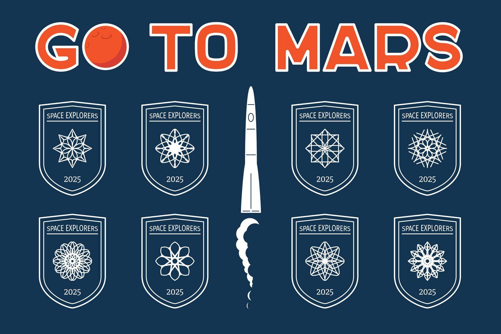 Go to Mars vector badges set by dacascas
