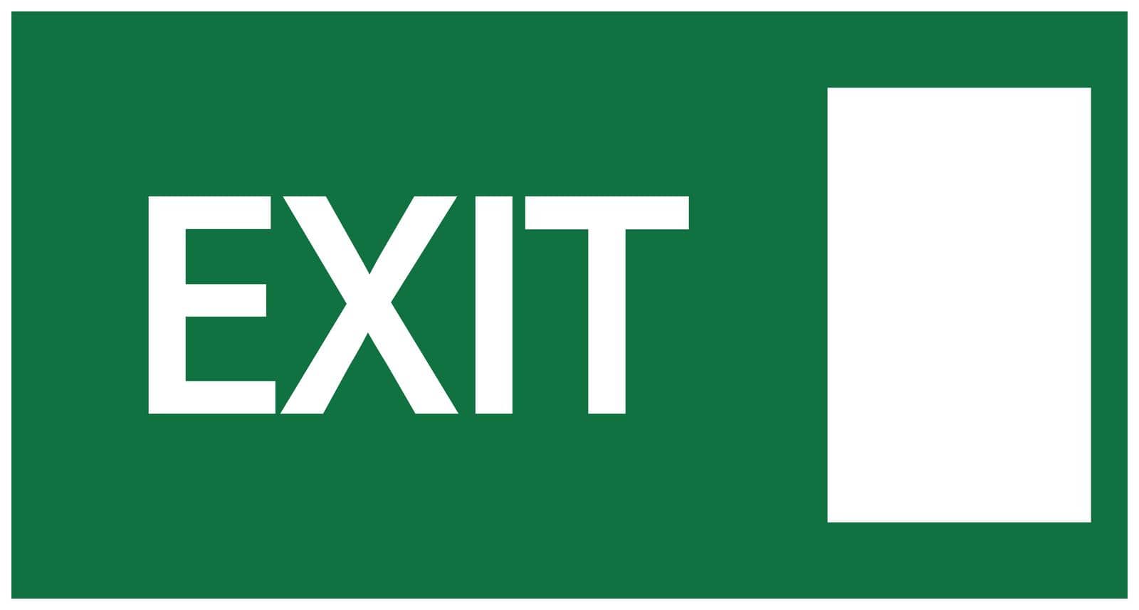 Green exit sign. Vector illustration, flat design. by Vertyb