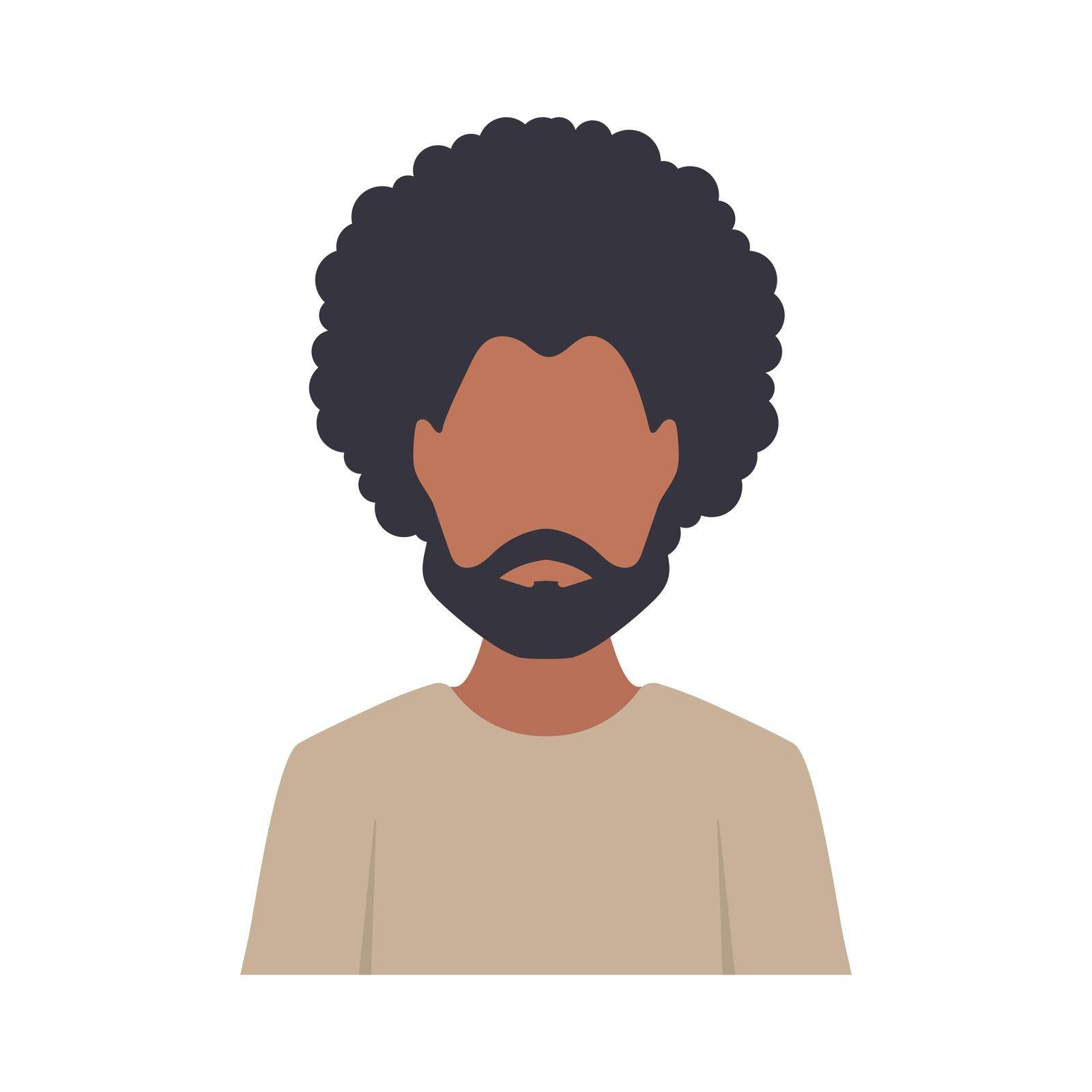 Young afro man avatar character. Male face portrait cartoon person vector illustration. by Javvani