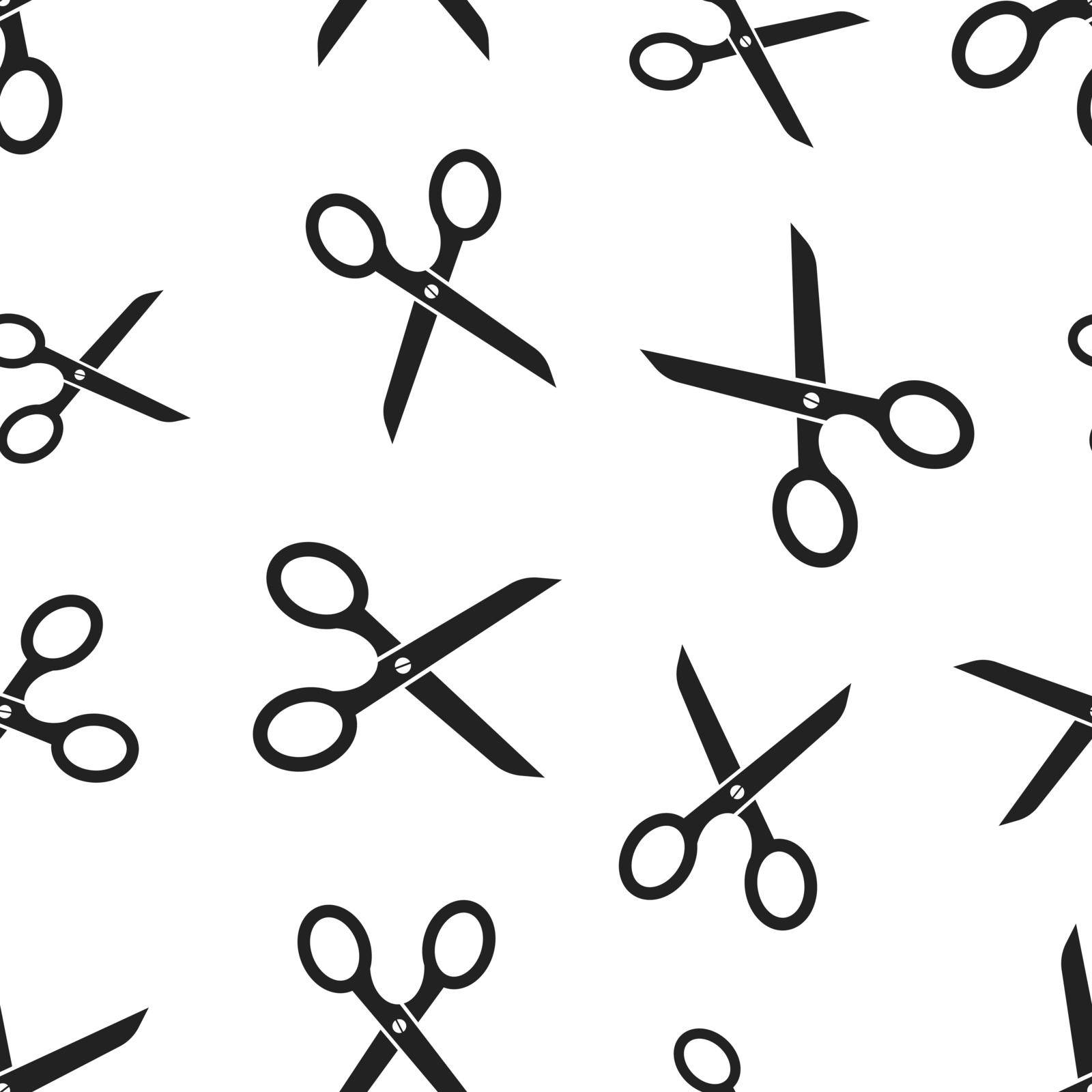 Scissors seamless pattern background. Business flat vector illustration. Scissor sign symbol pattern. by LysenkoA