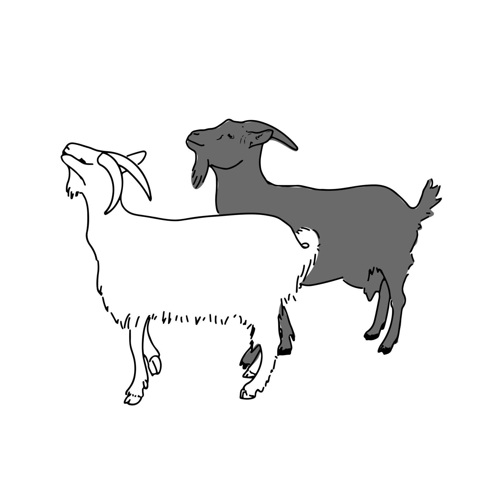 Domestic goats, goat farm logo. For use in advertising a goat farm.