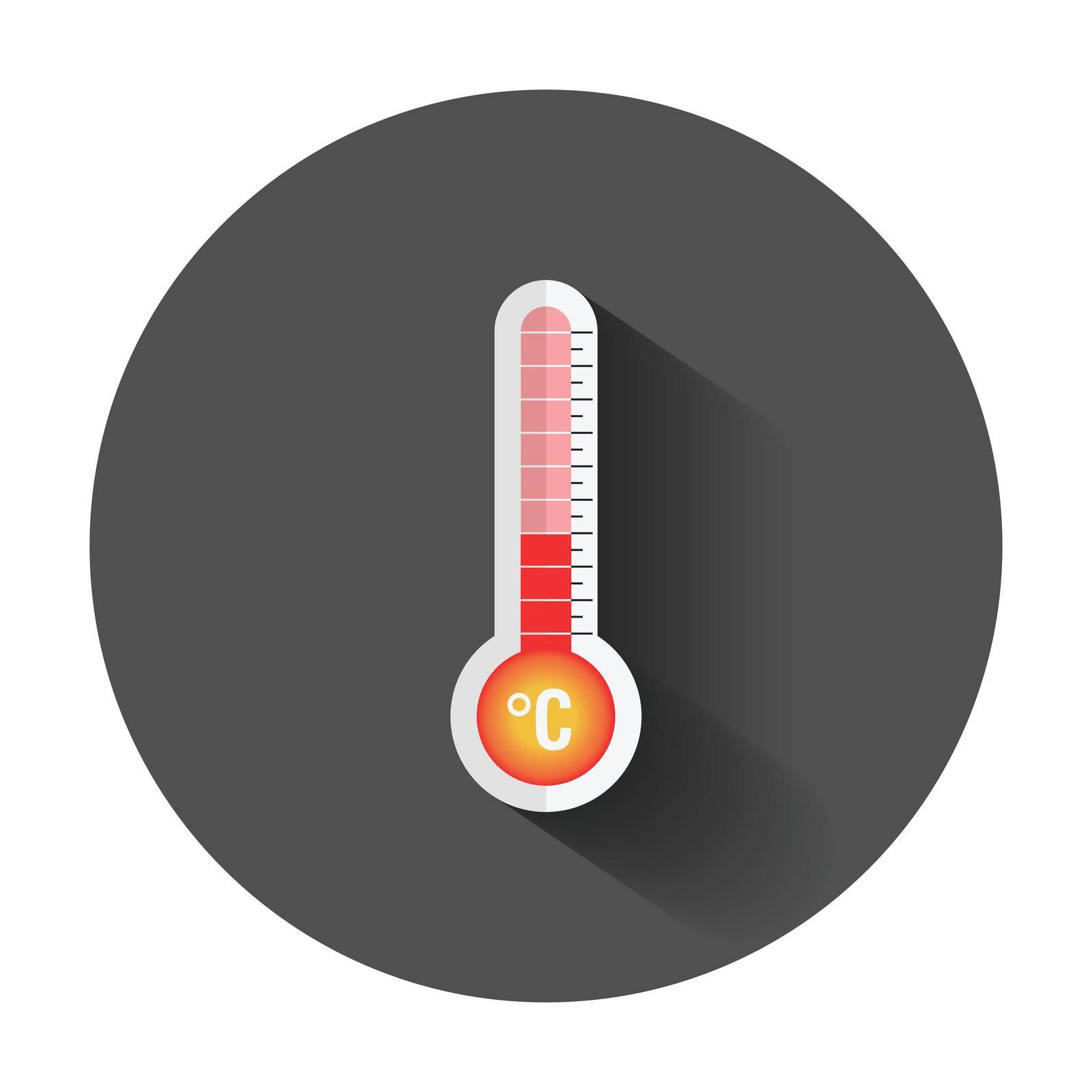 Thermometer icon. Goal flat vector illustration with long shadow. by LysenkoA